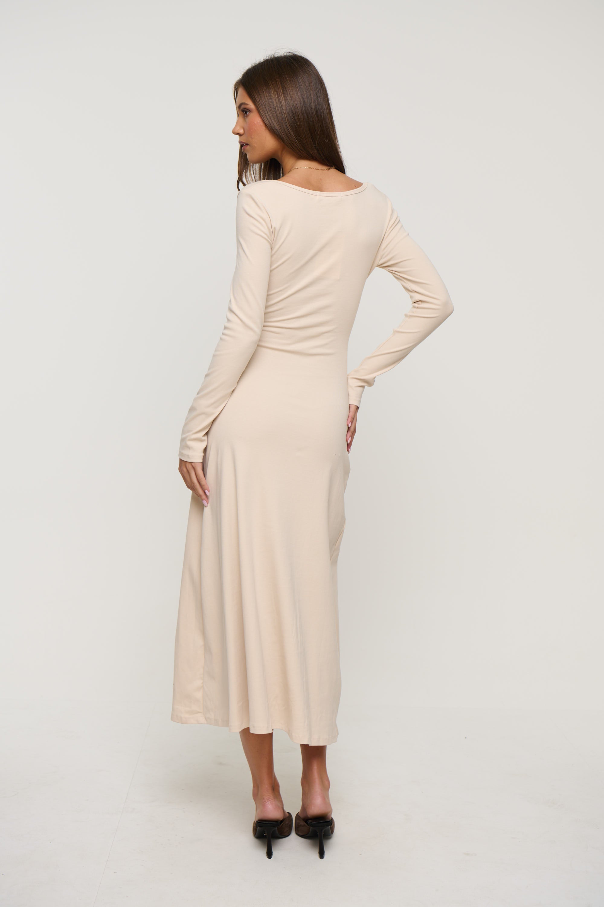 Alma Long Sleeve Dress Bone