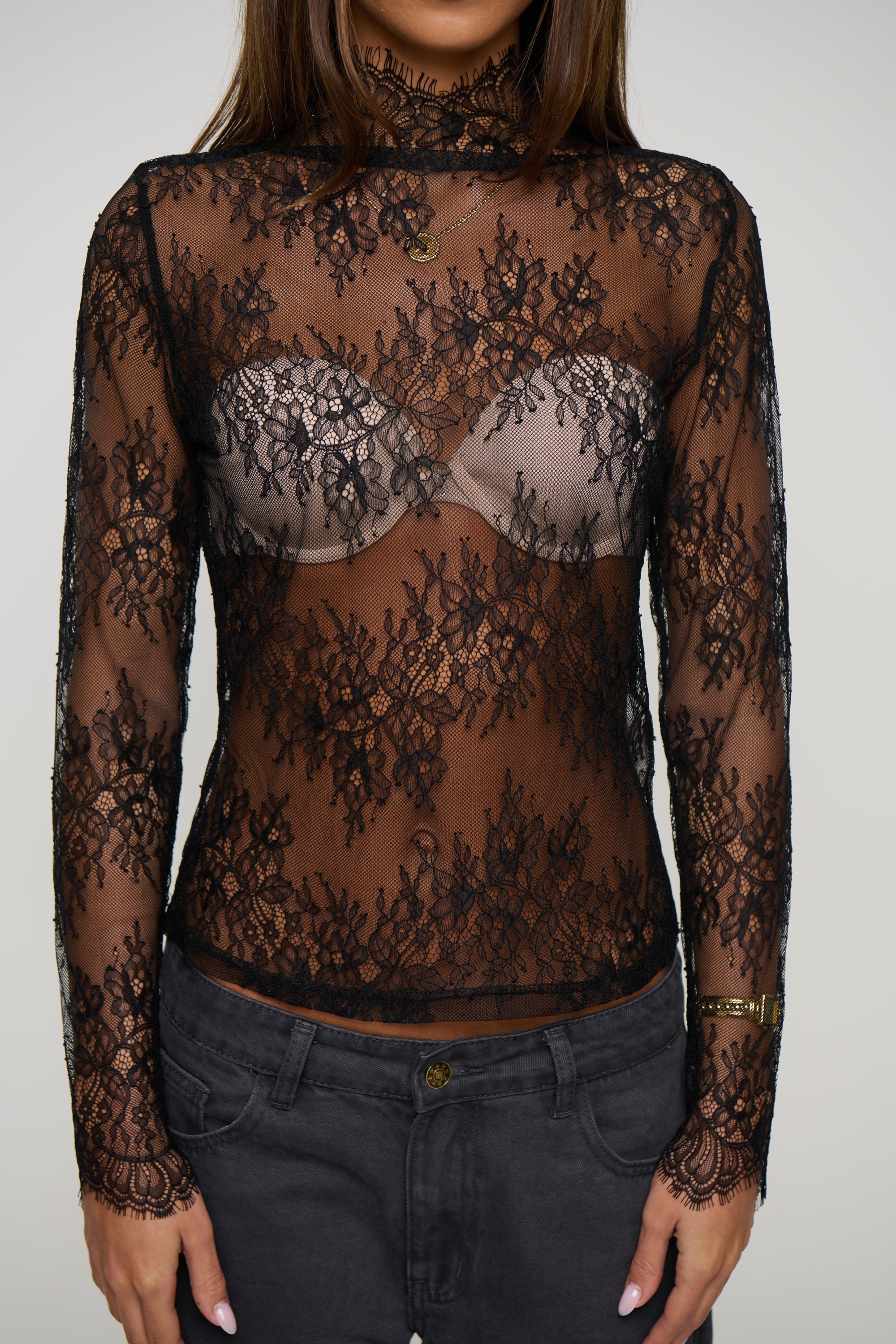 Mae Lace Top Black