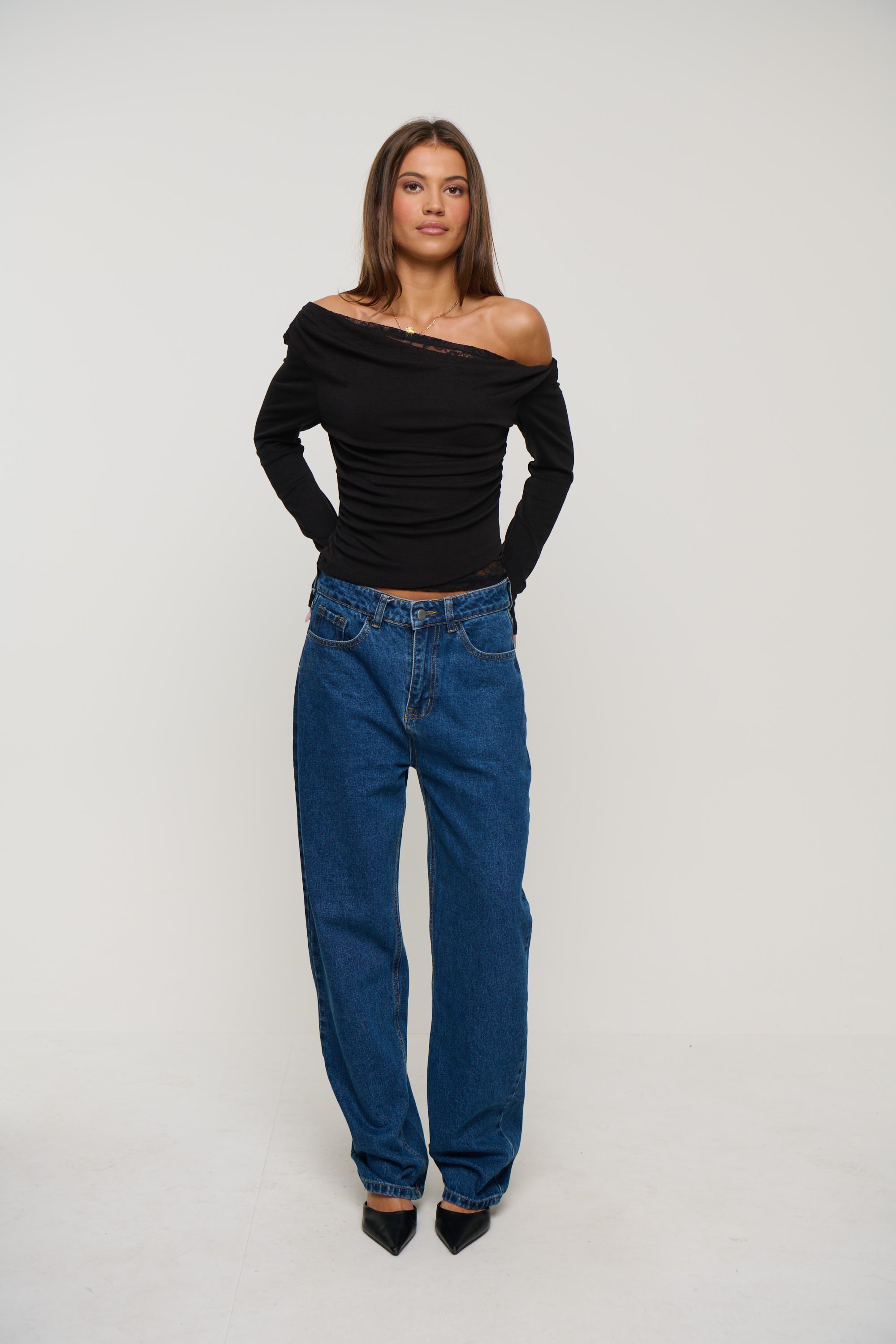 Sharna Lace Long Sleeve Black
