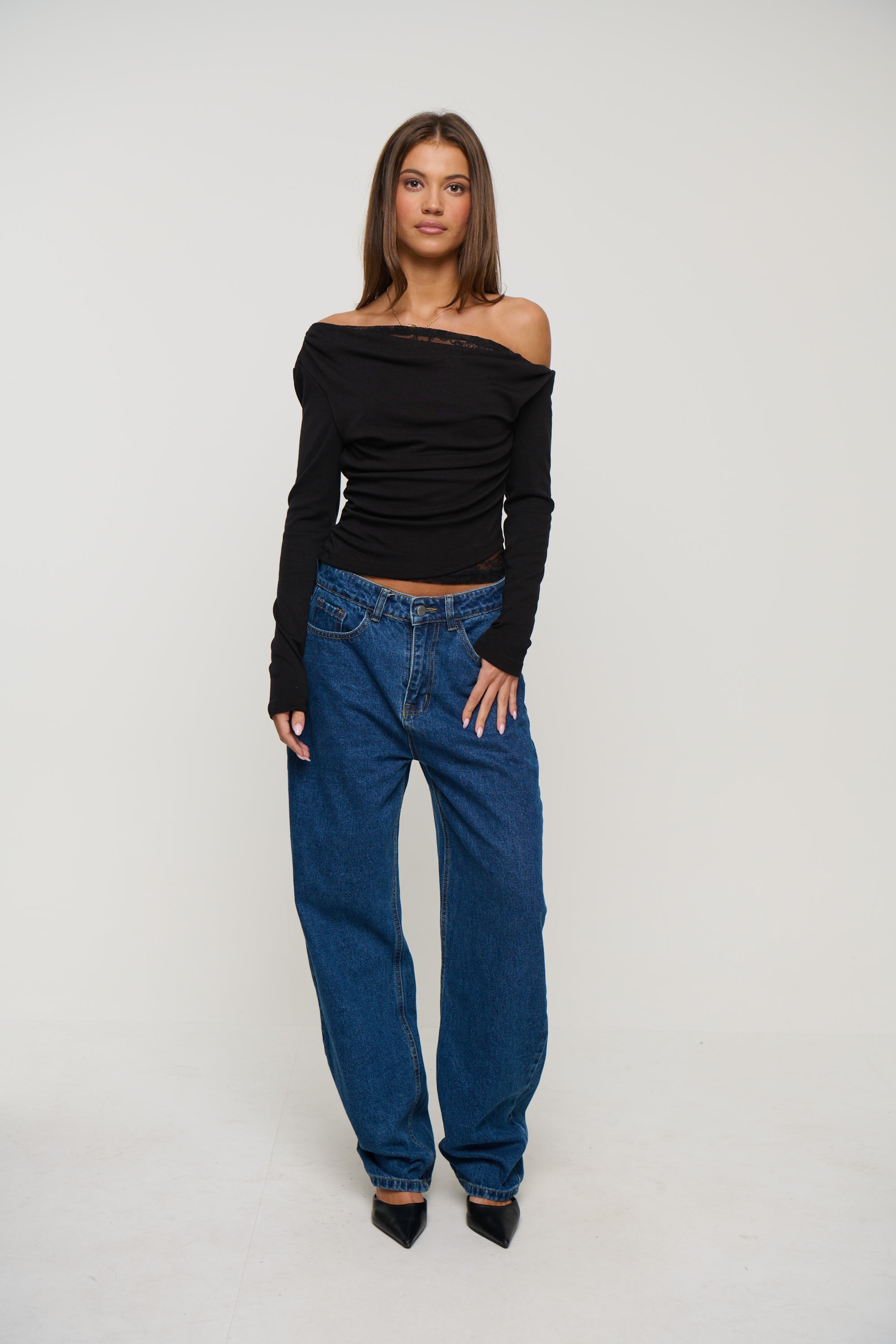Sharna Lace Long Sleeve Black