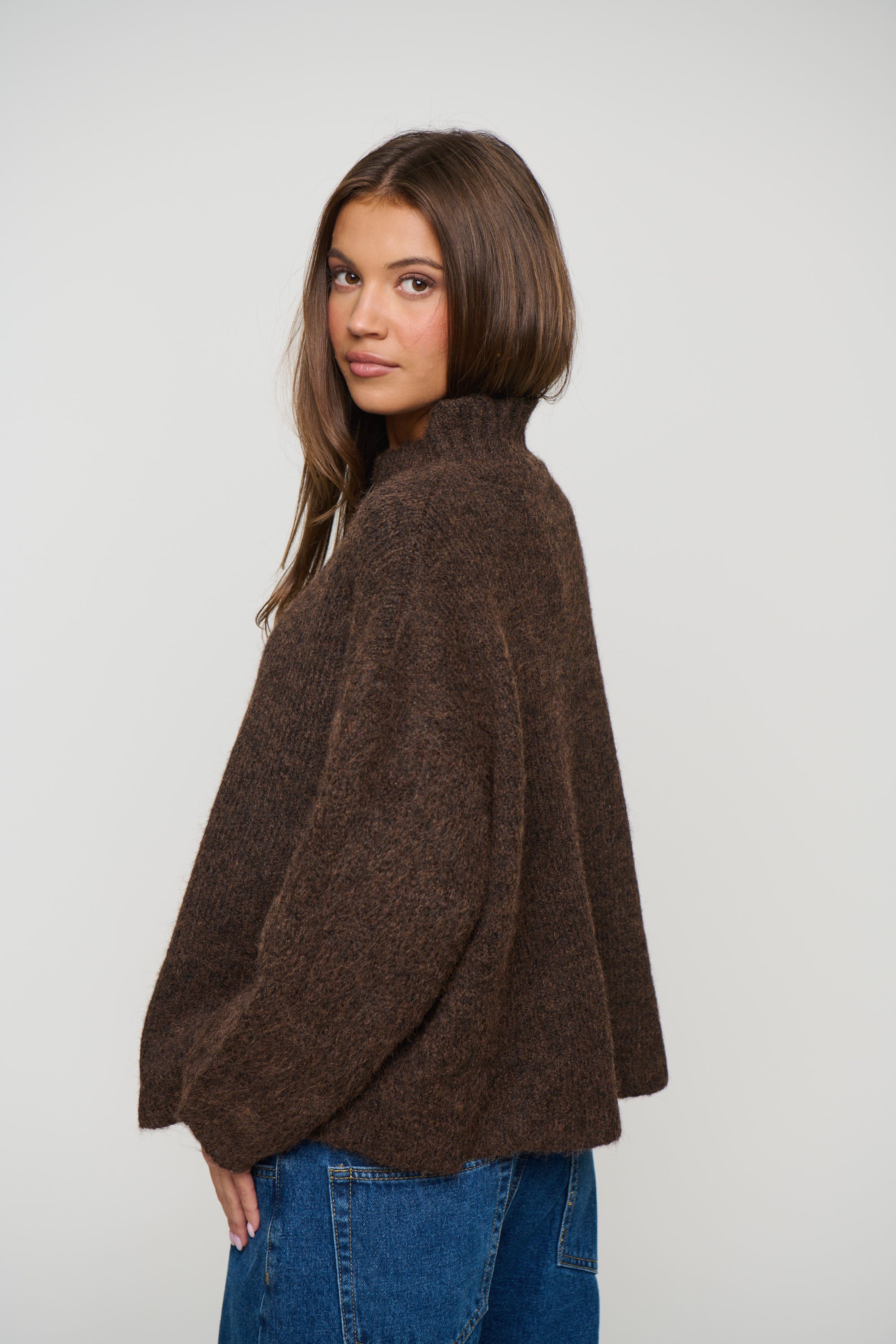 Edie Zip Up Knit Chocolate