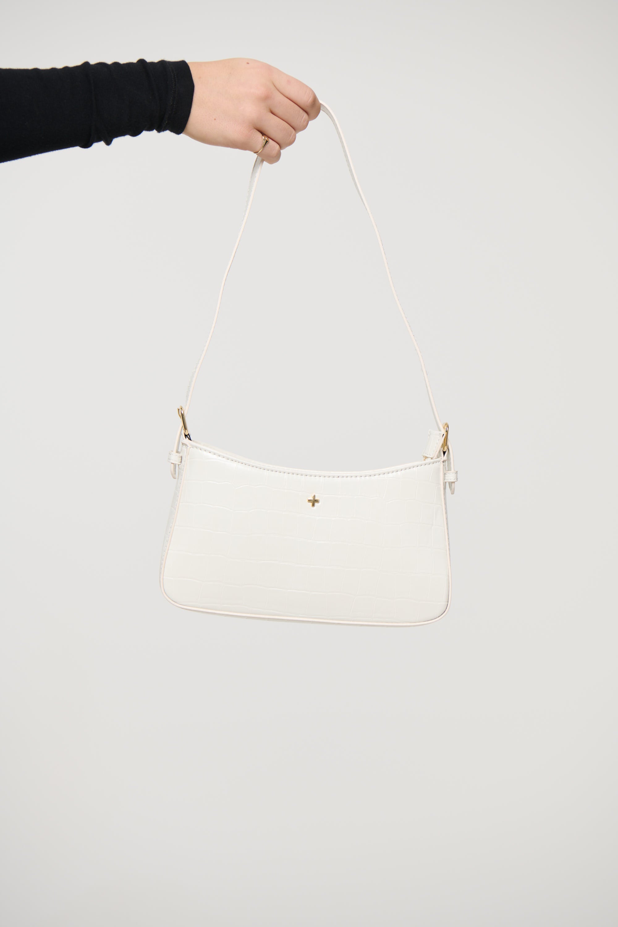Lilu Shoulder Bag White Croc/Gold