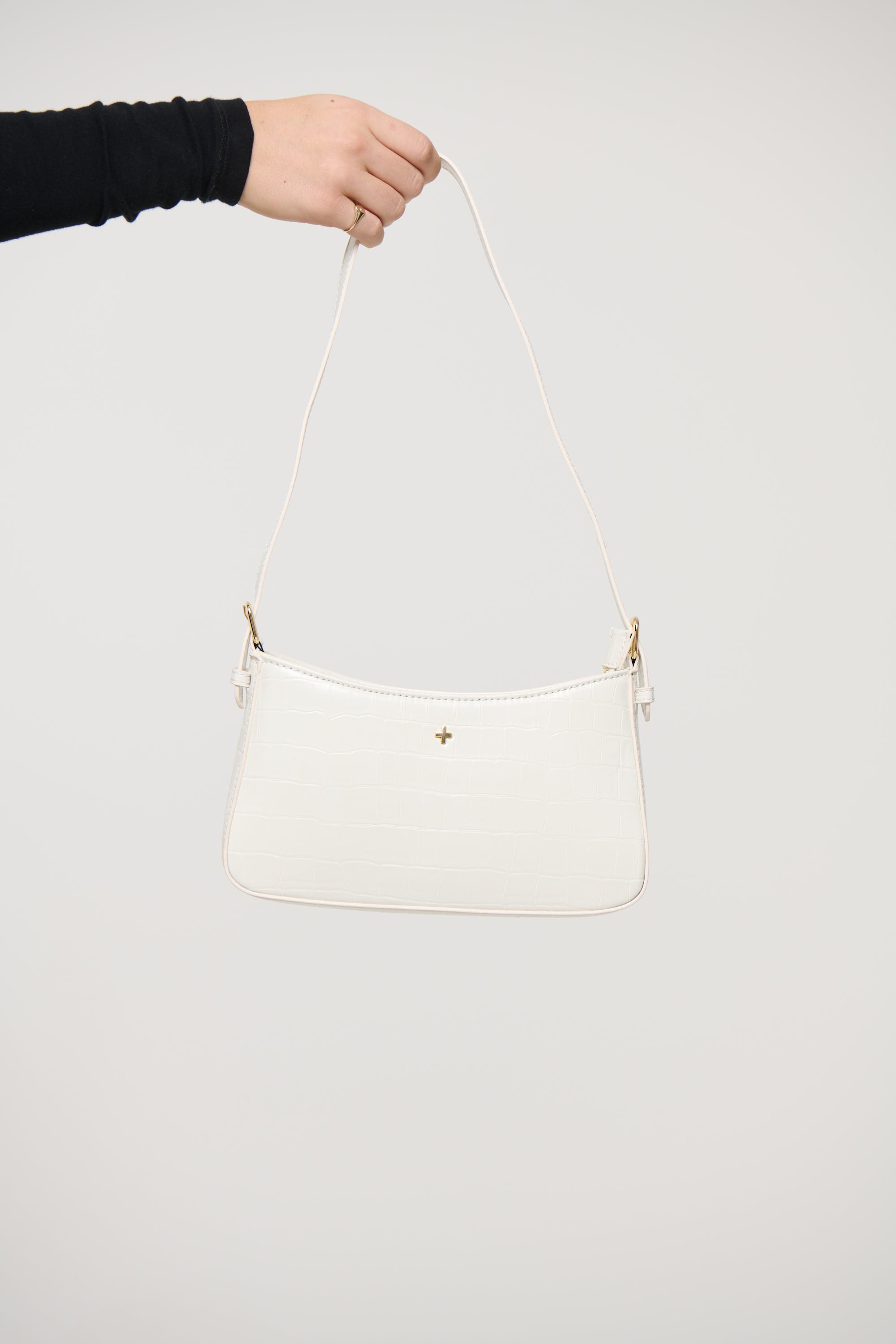 Lilu Shoulder Bag White Croc/Gold