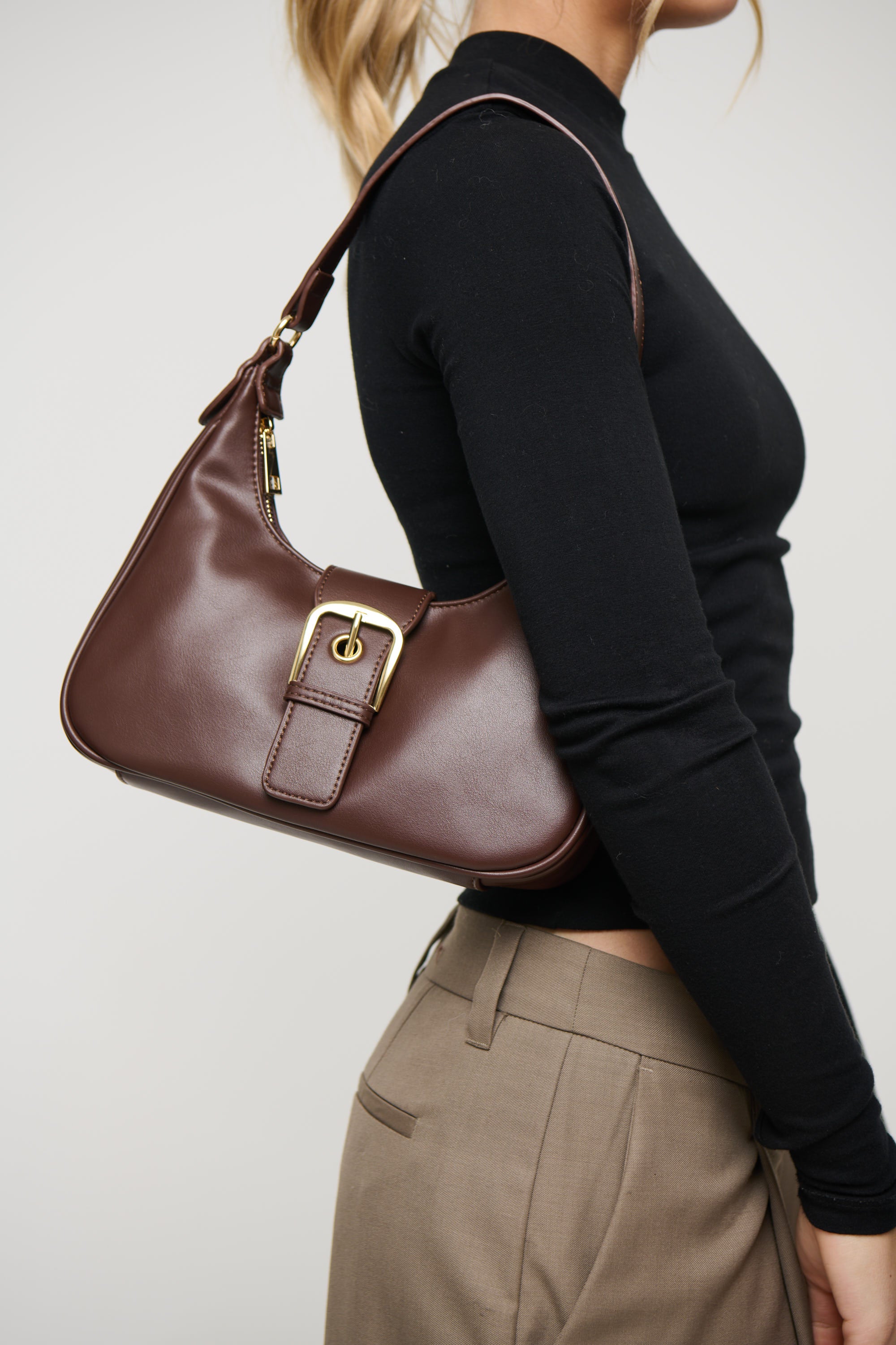 Millie Scoop Shoulder Bag Chocolate/Gold