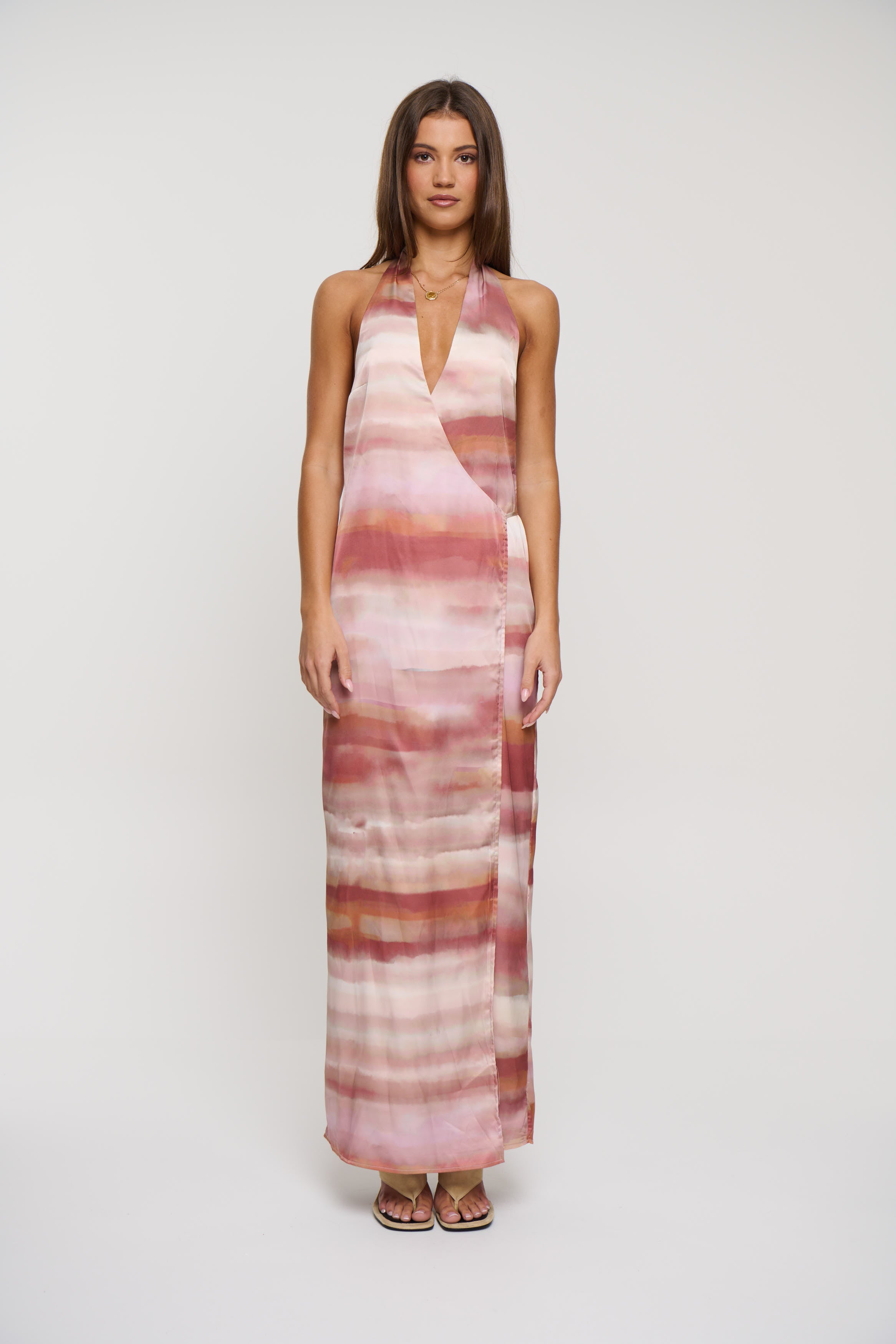 Atlanna Wrap Maxi Dress Shell Print