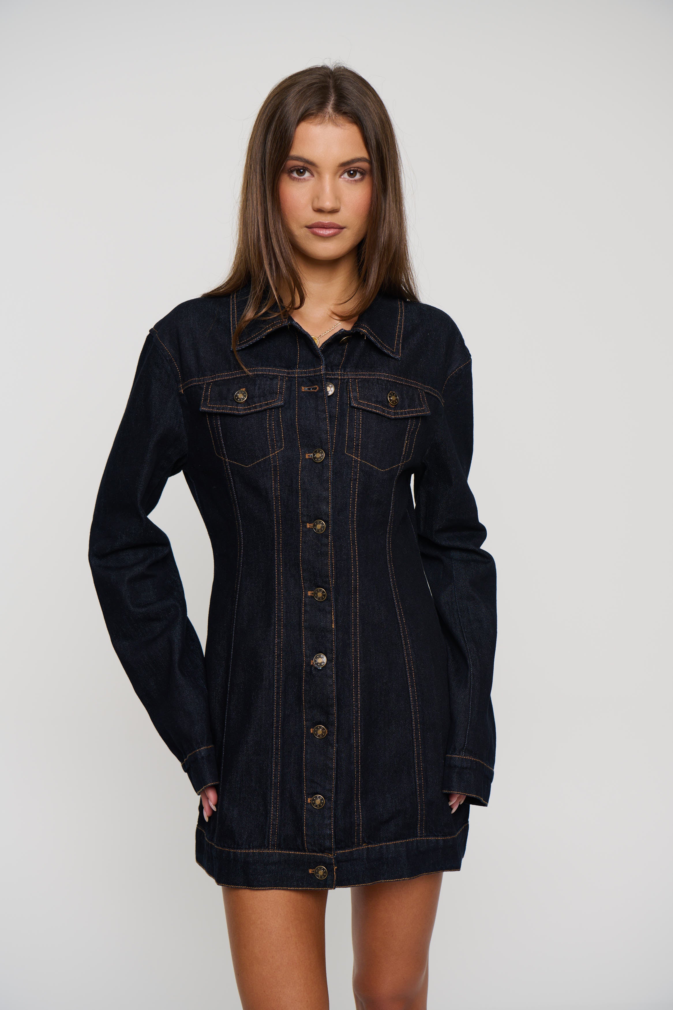 Rider Denim Mini Dress Dark Denim