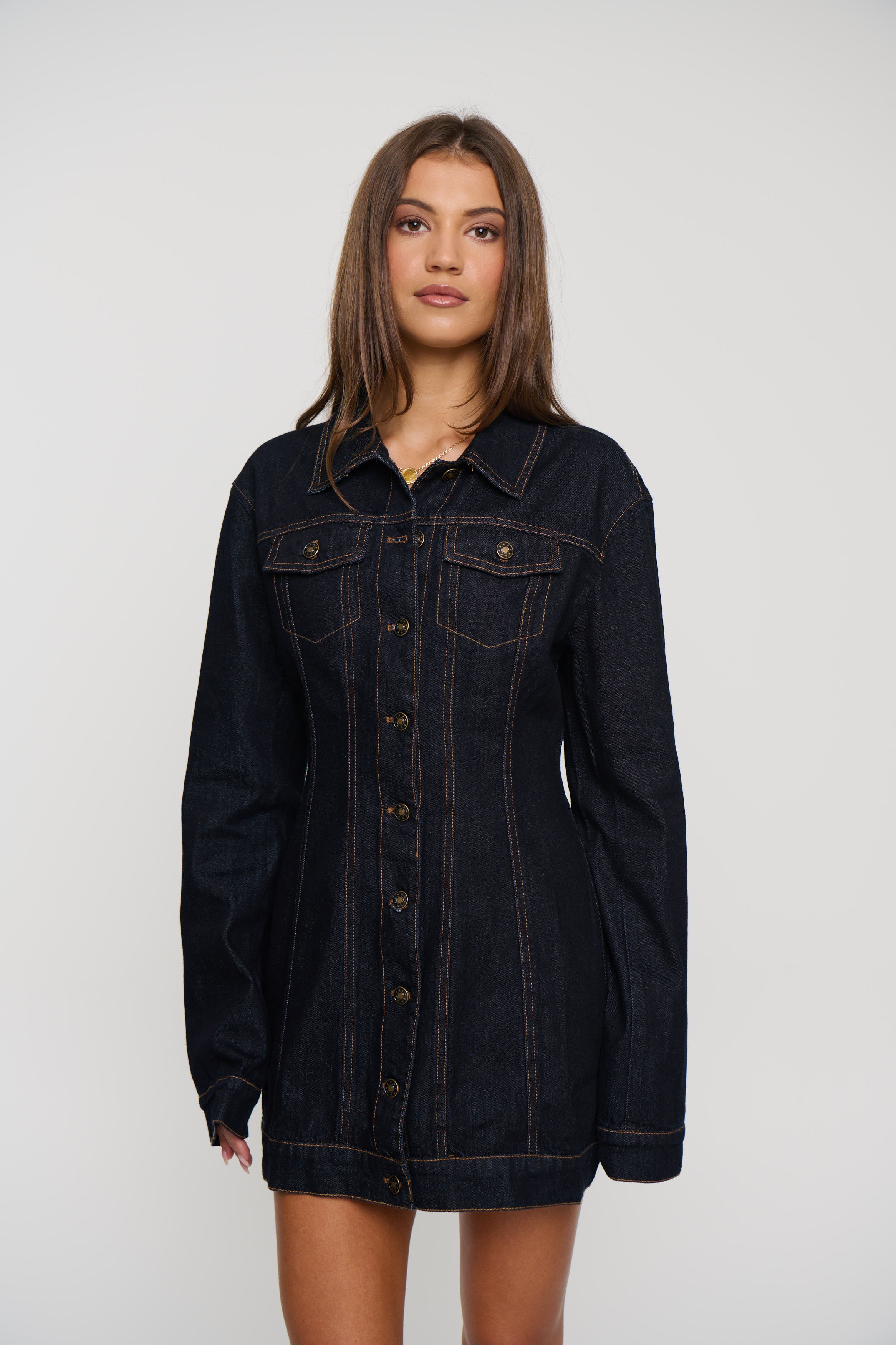 Rider Denim Mini Dress Dark Denim