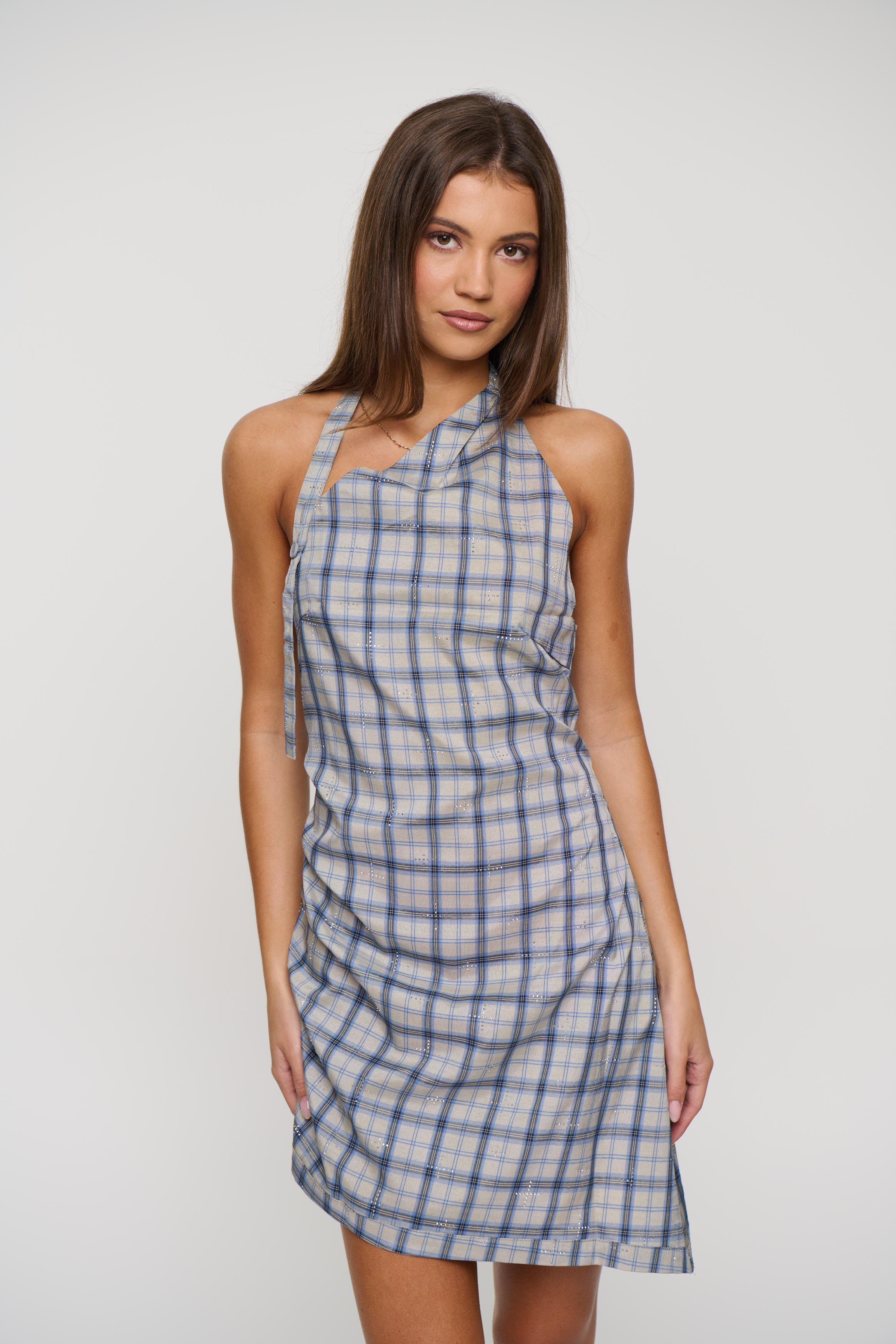Moonlight Mini Dress Ash Plaid