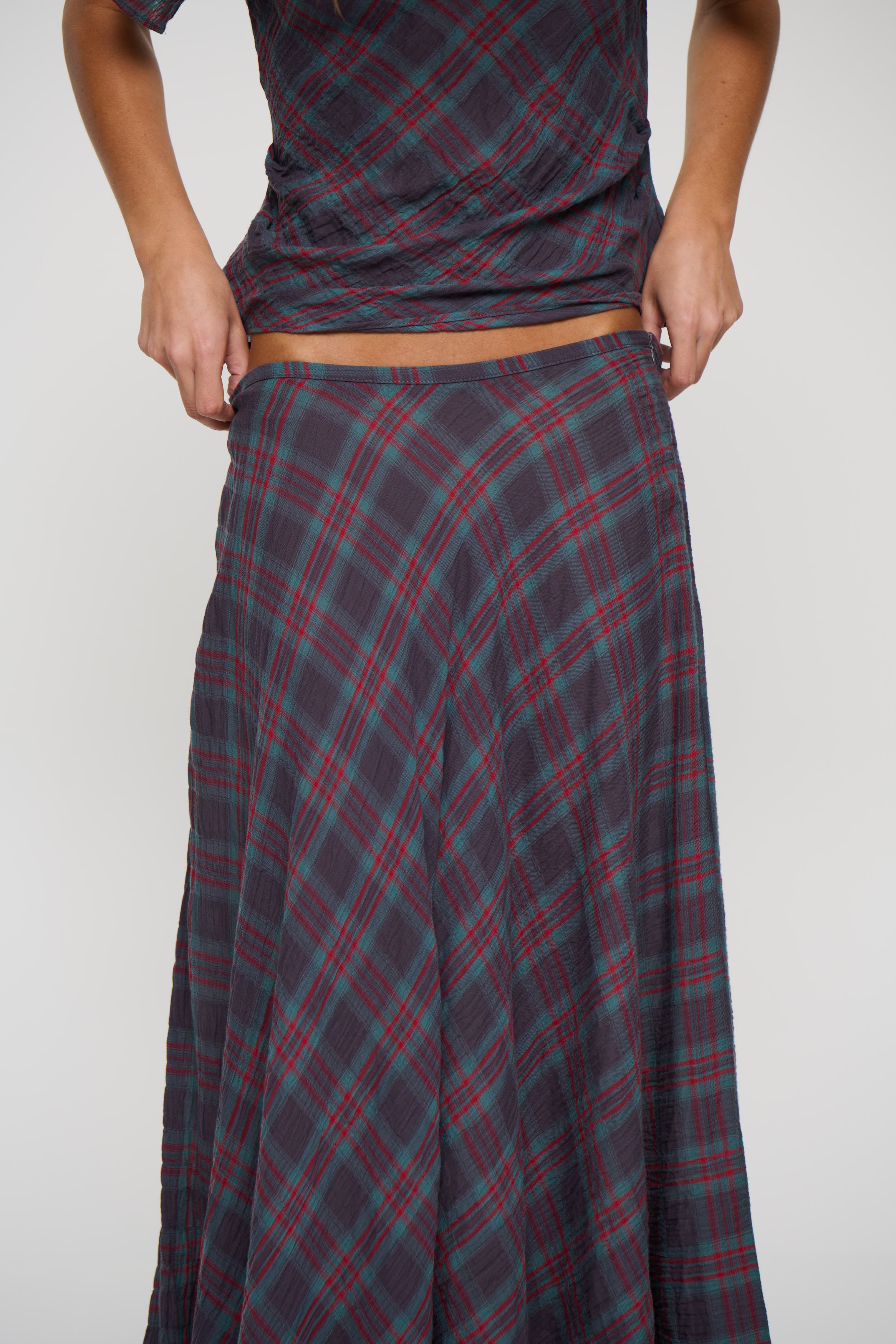 Halcyon Maxi Skirt Jade Plaid