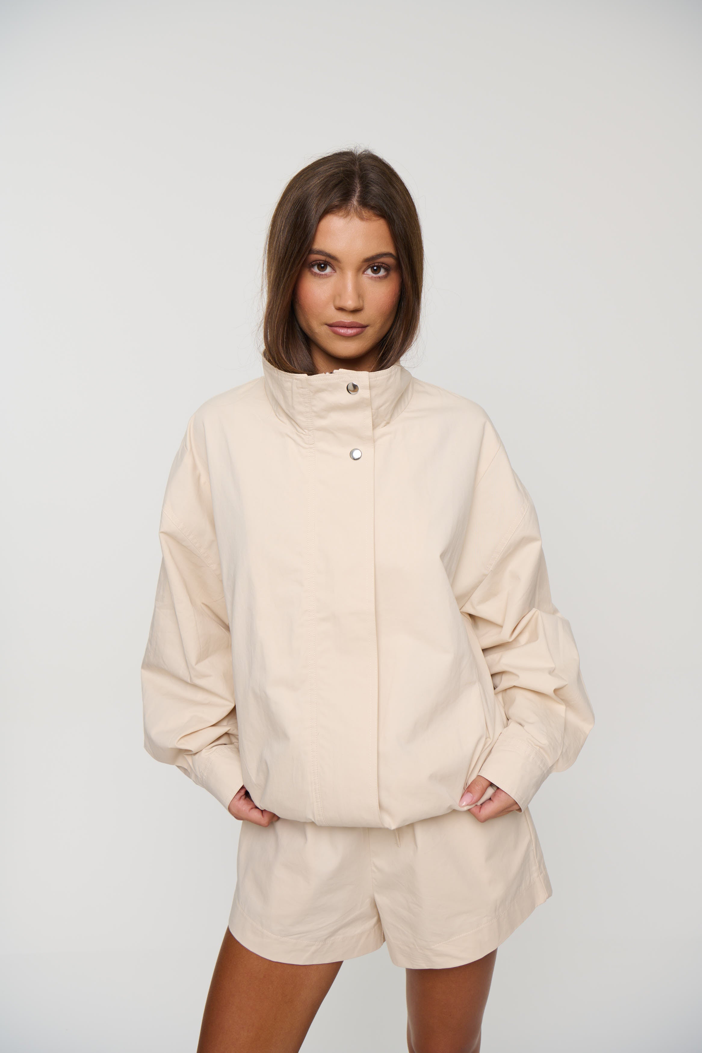 Lucie Funnel Neck Jacket Beige
