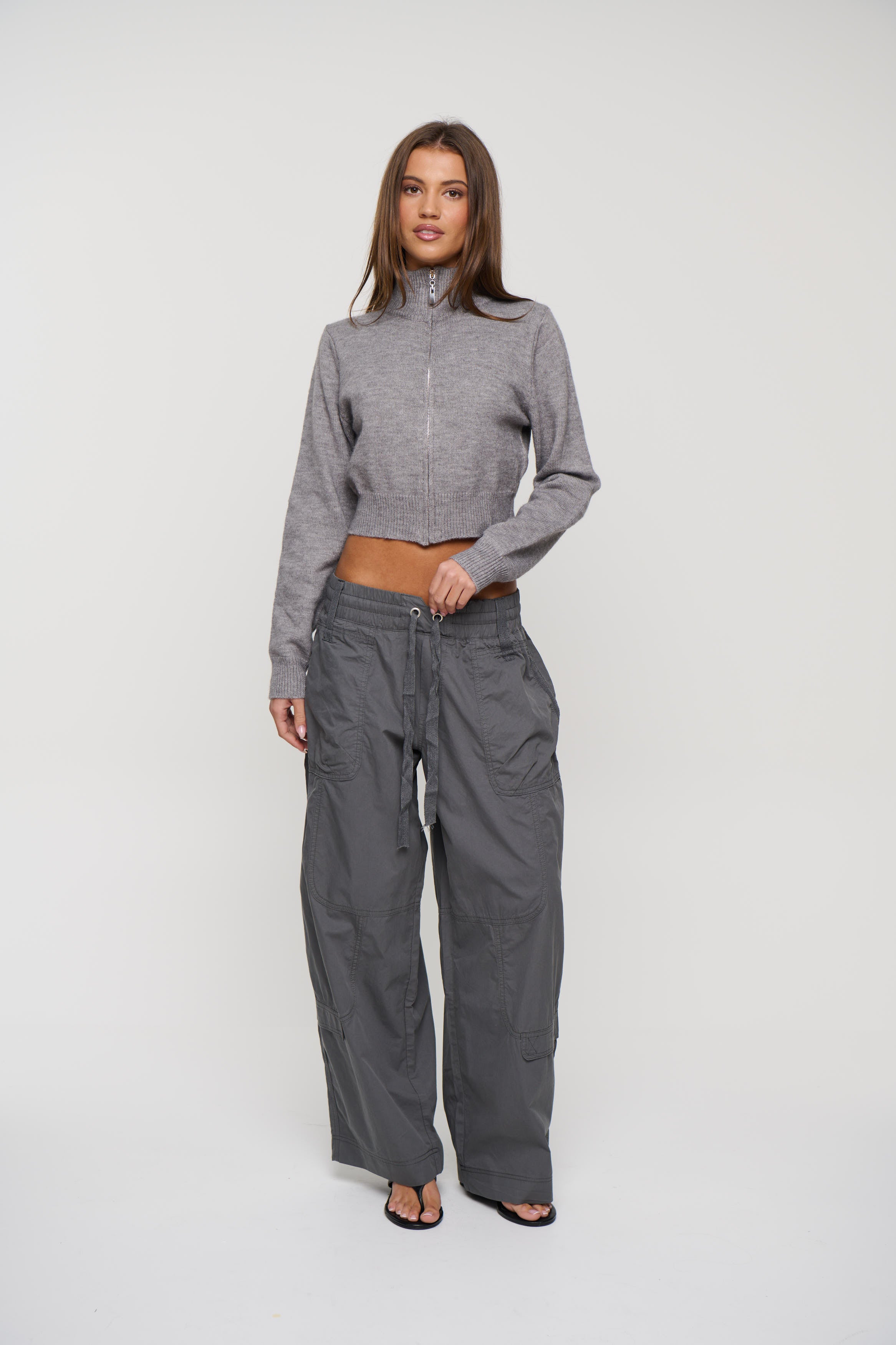 Vine Zip Up Knit Dark Grey