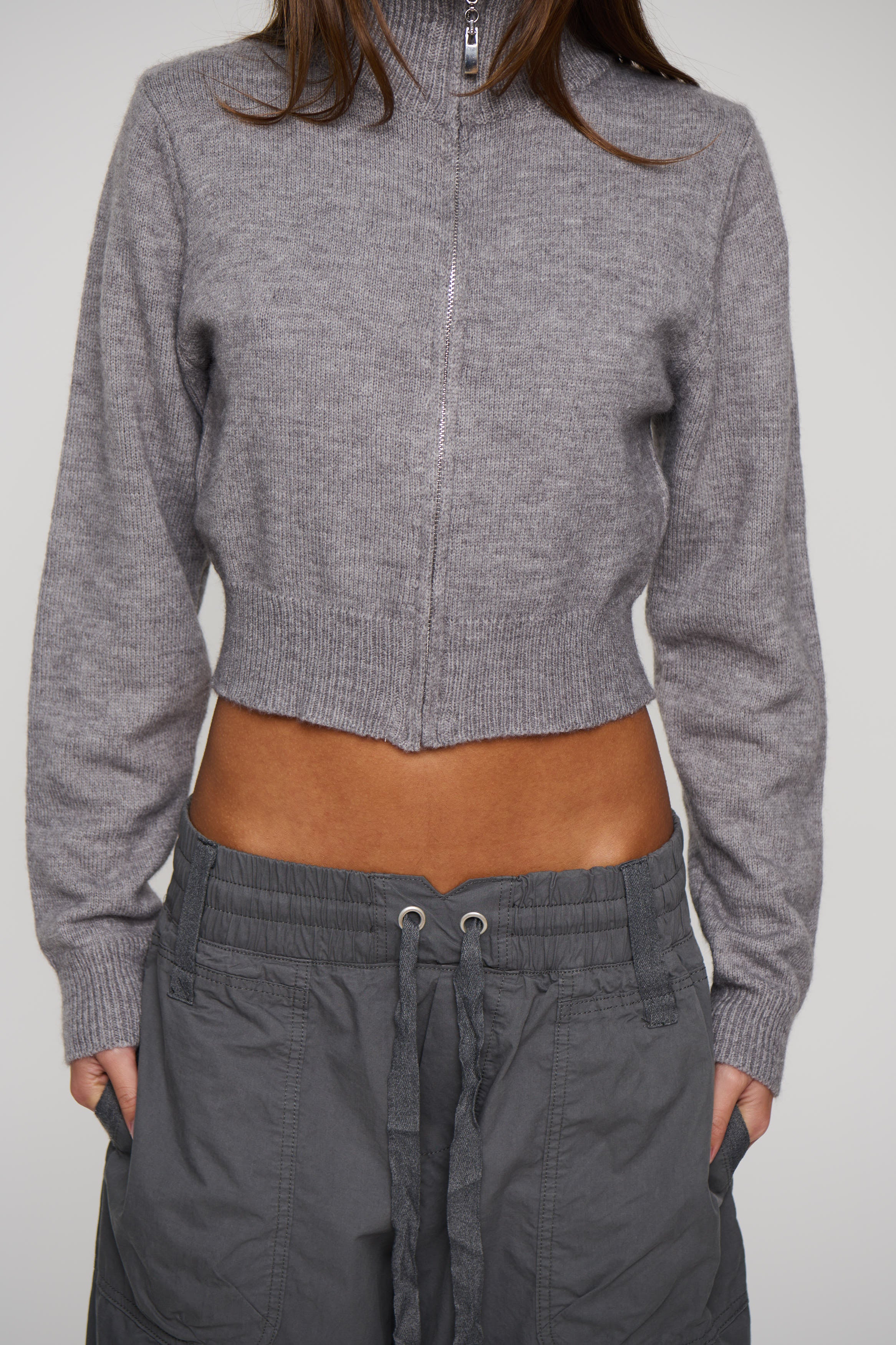 Vine Zip Up Knit Dark Grey