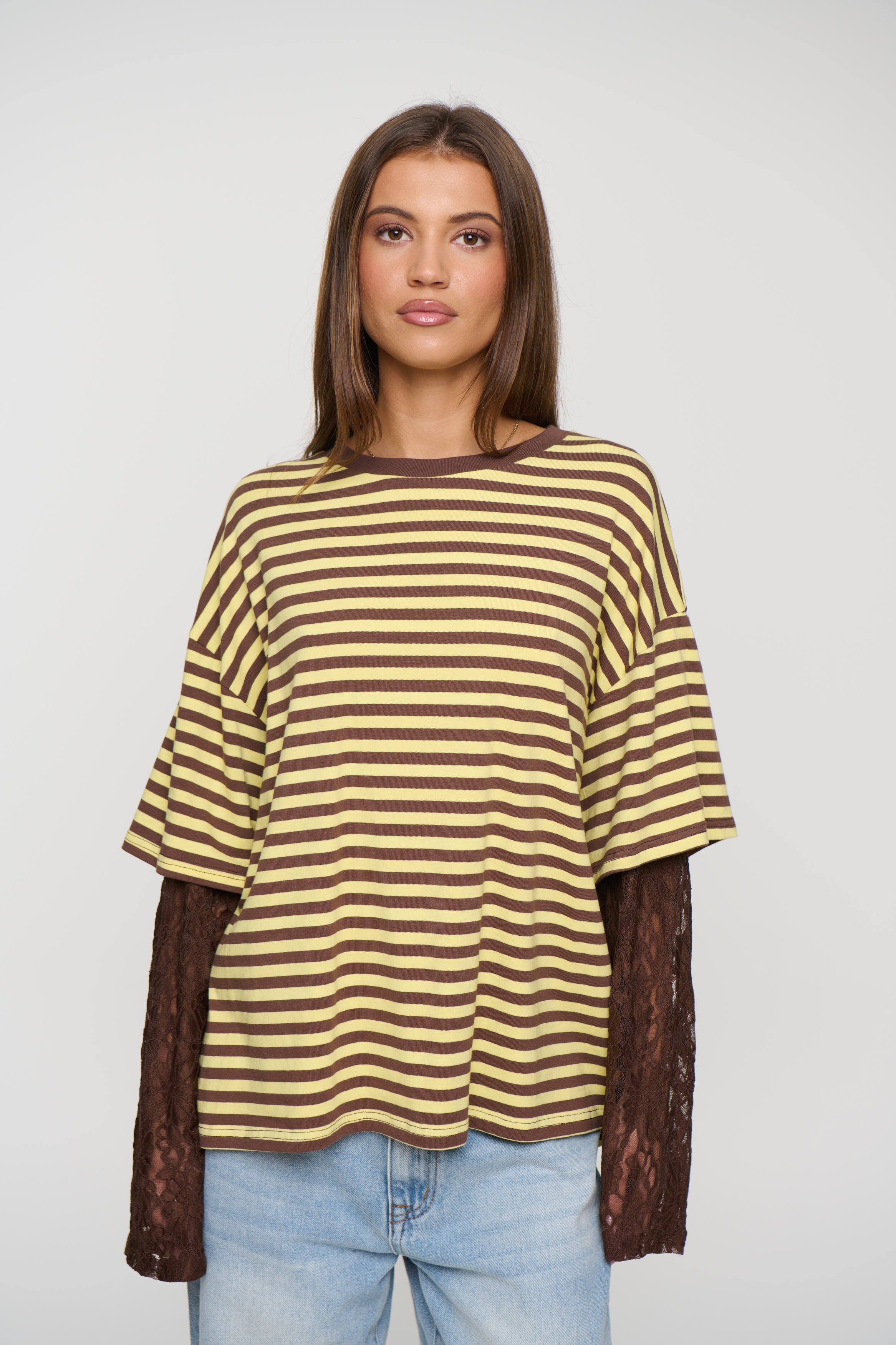 Rommy Lace Tee Honey Stripe