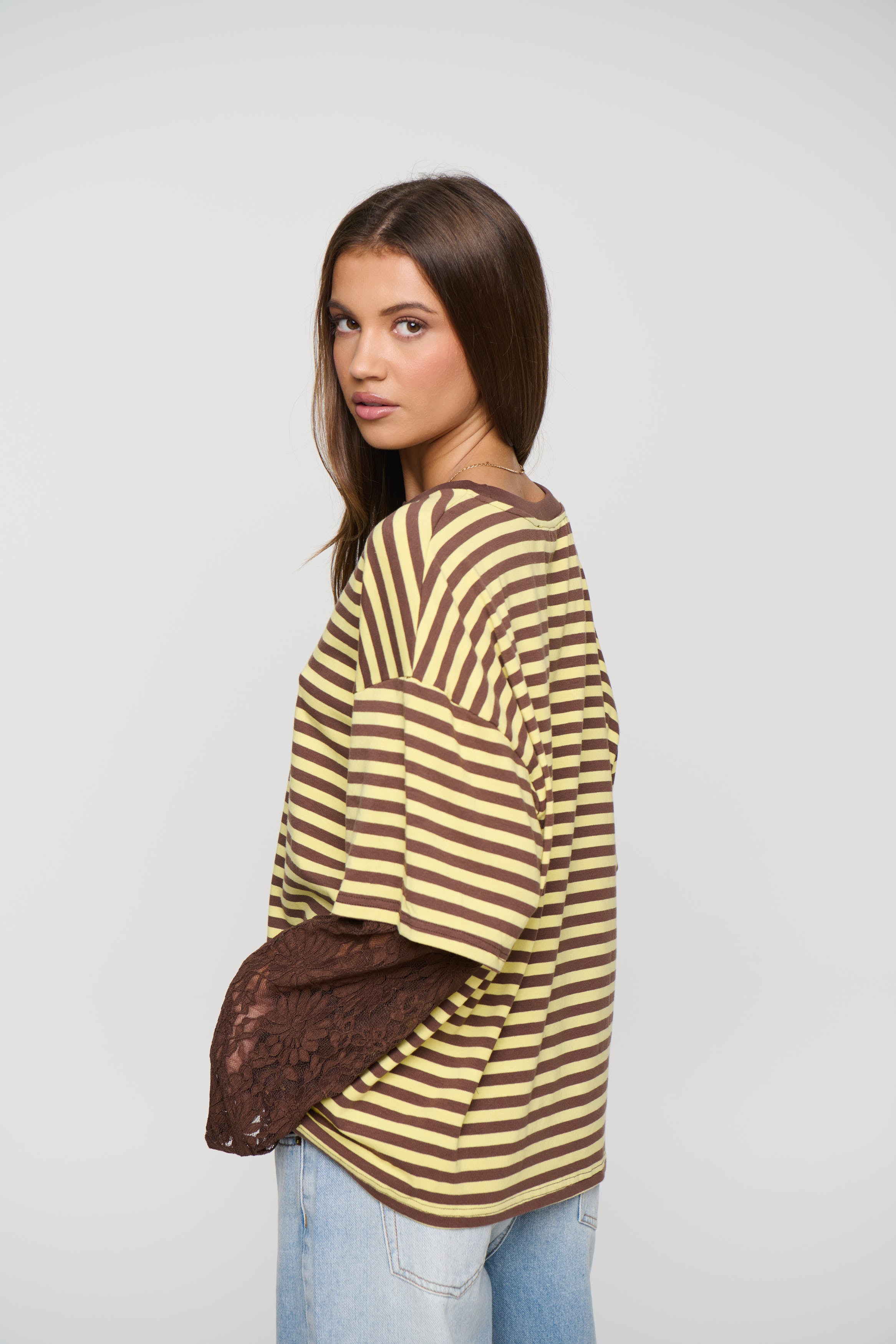 Rommy Lace Tee Honey Stripe