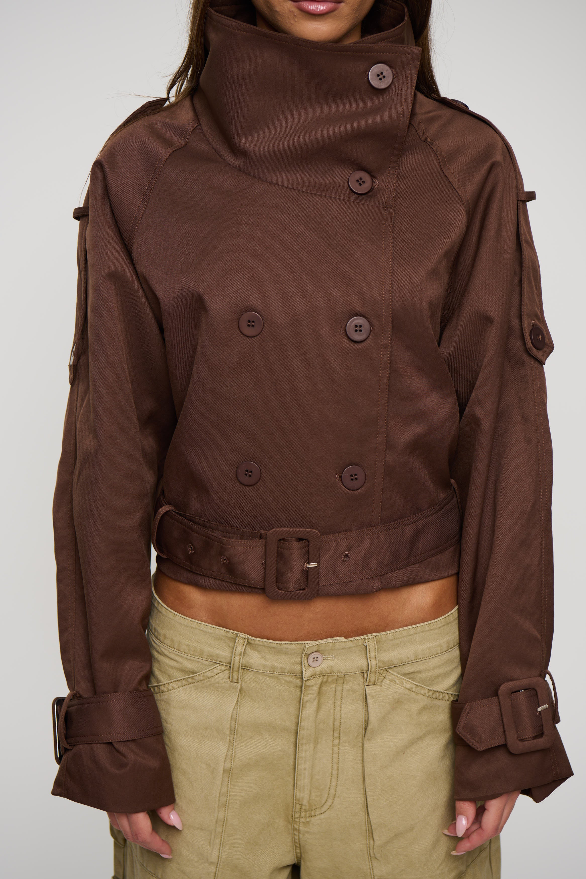 Blanc Cropped Trench Chocolate