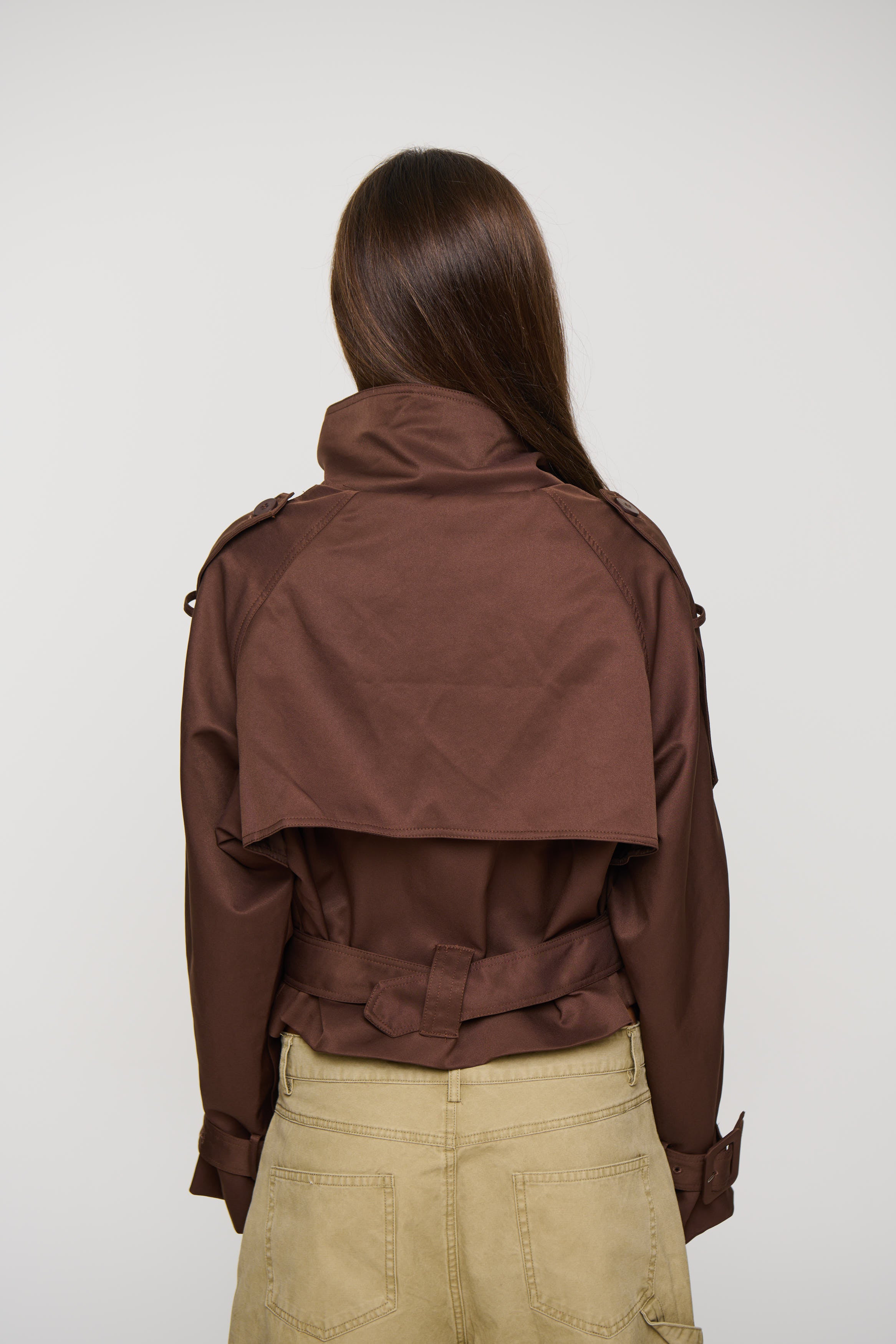 Blanc Cropped Trench Chocolate