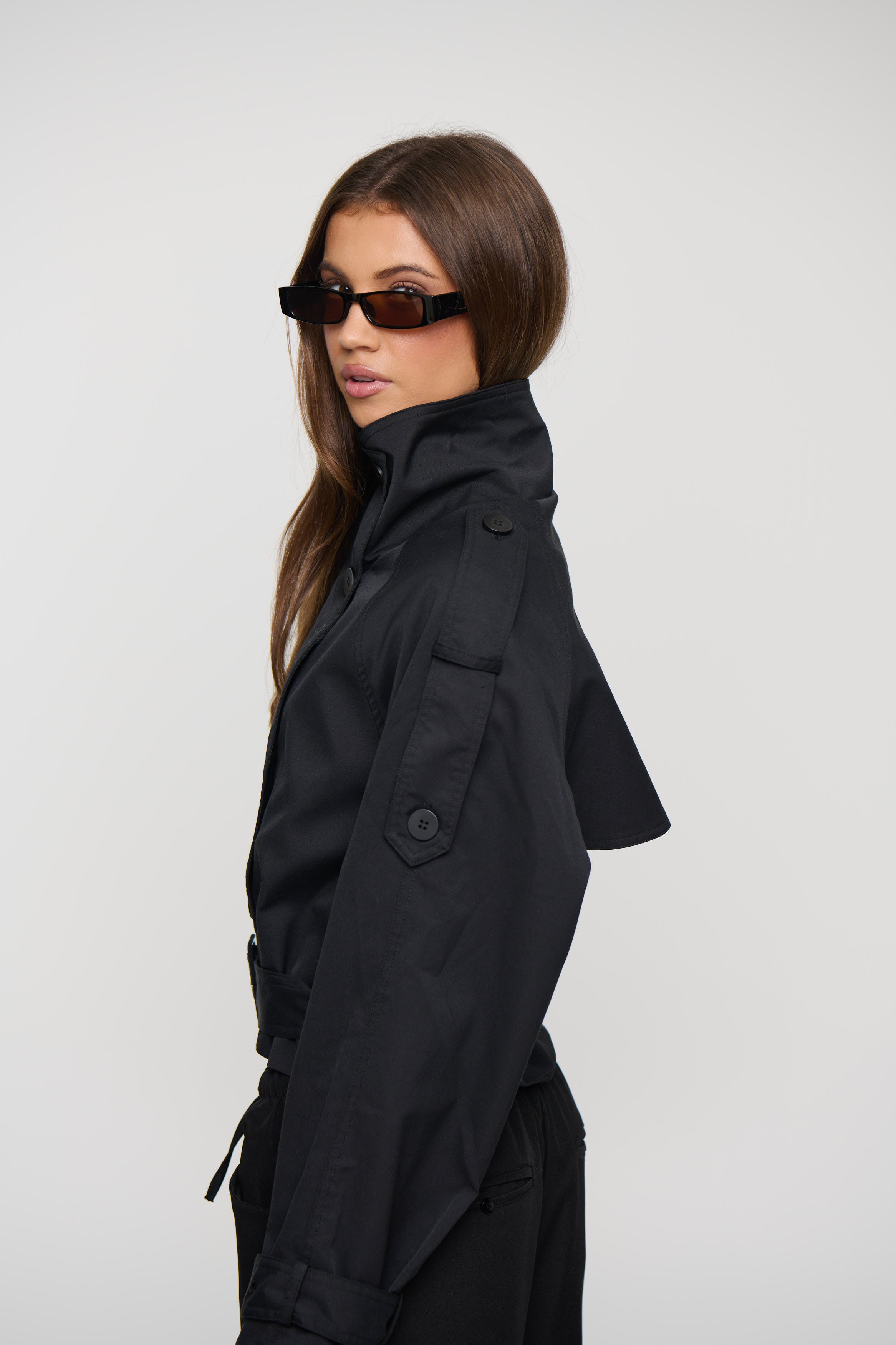 Blanc Cropped Trench Noir
