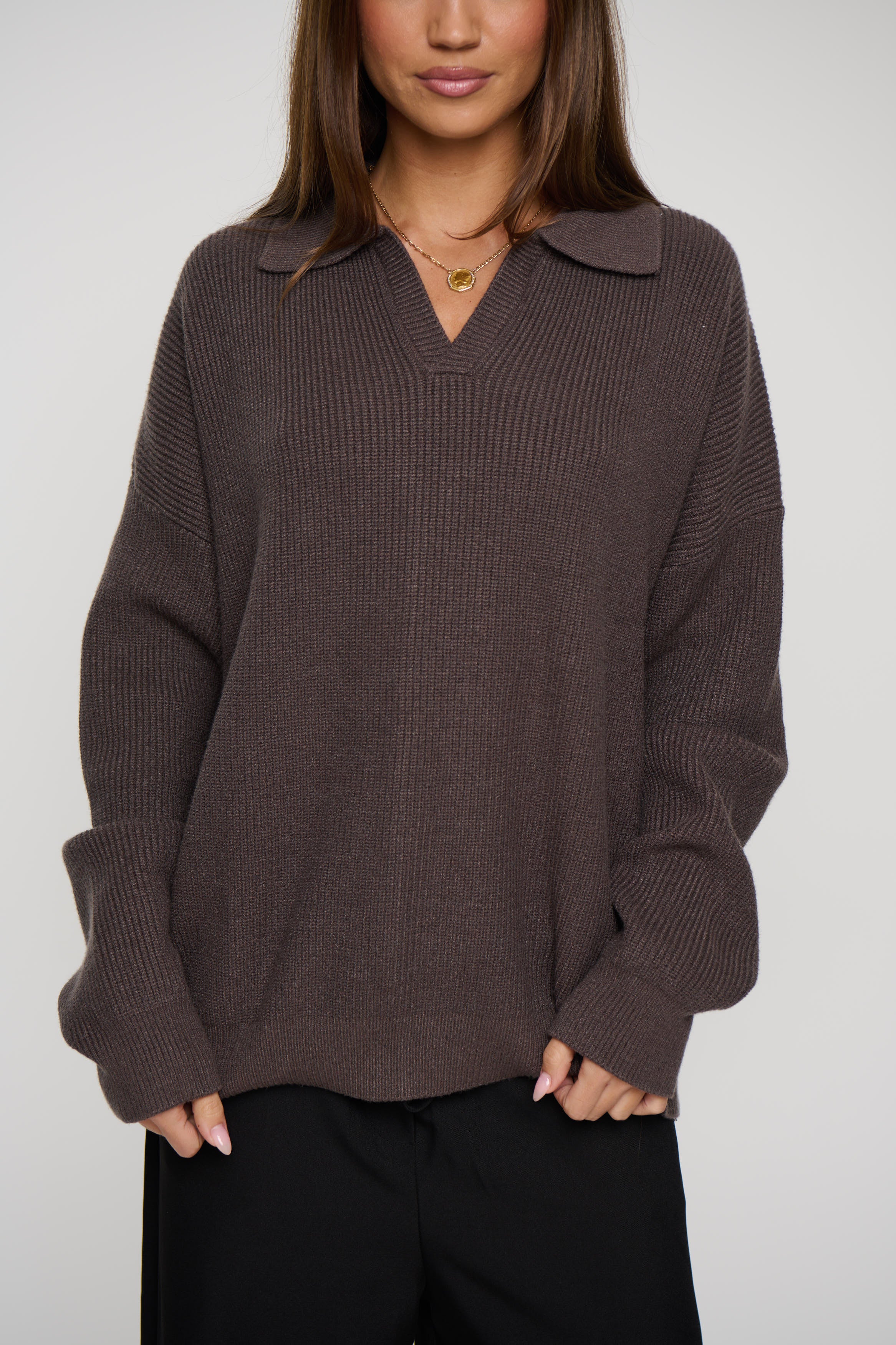 Unisex Jay Knitted Polo Mocha