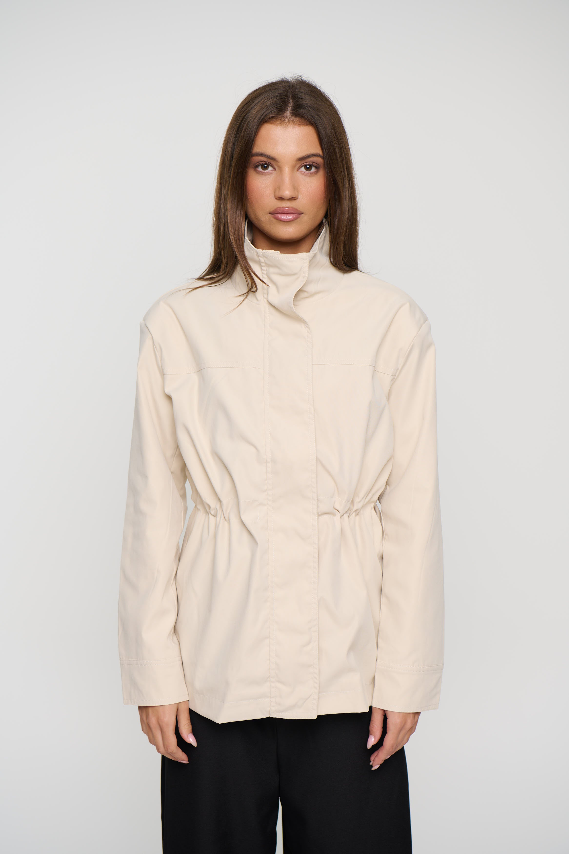Lucie Funnel Neck Jacket Beige