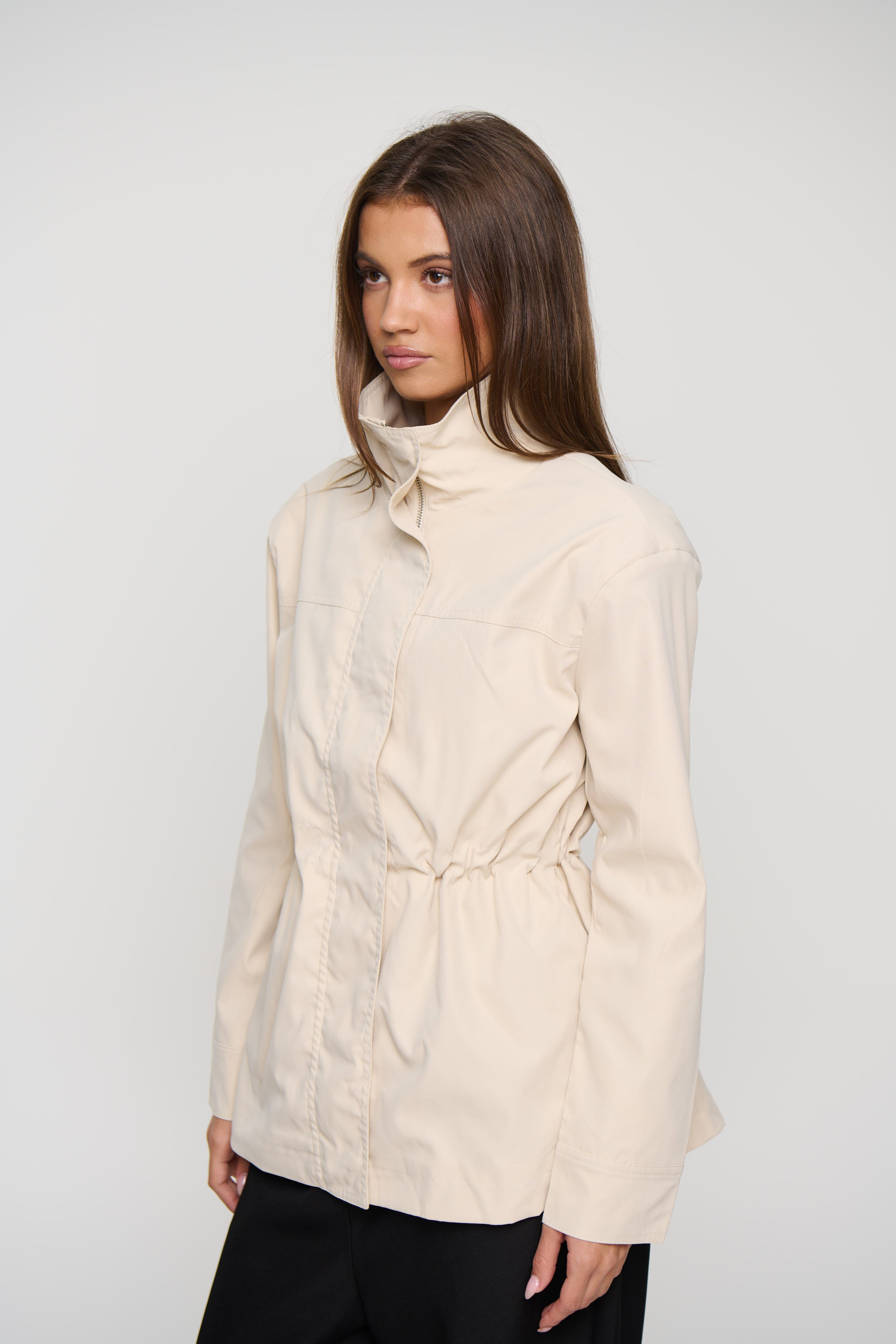 Lucie Funnel Neck Jacket Beige