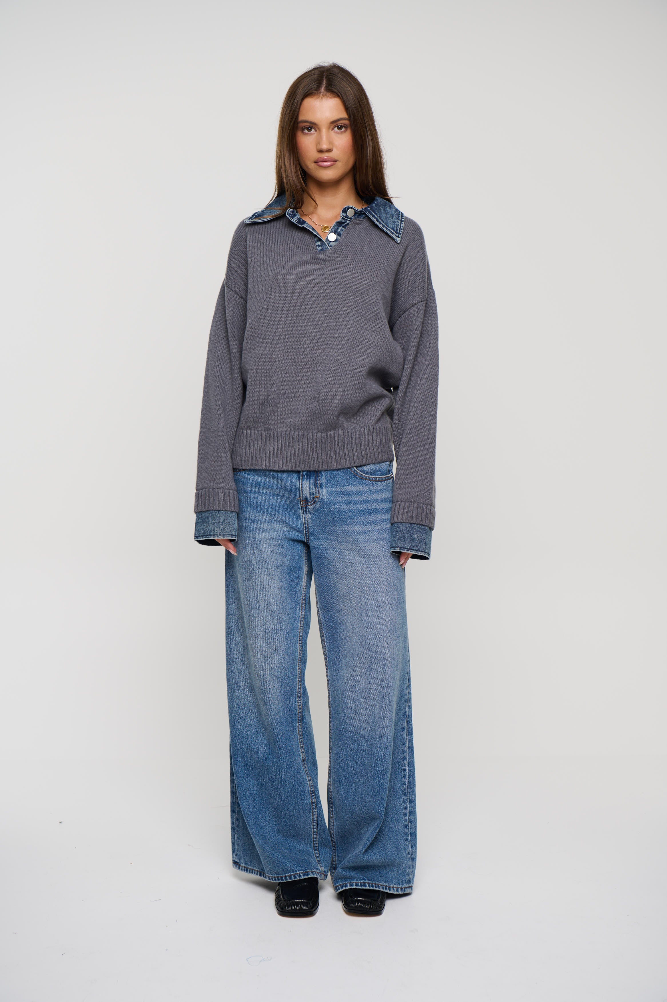 Marita Knit Jumper Charcoal
