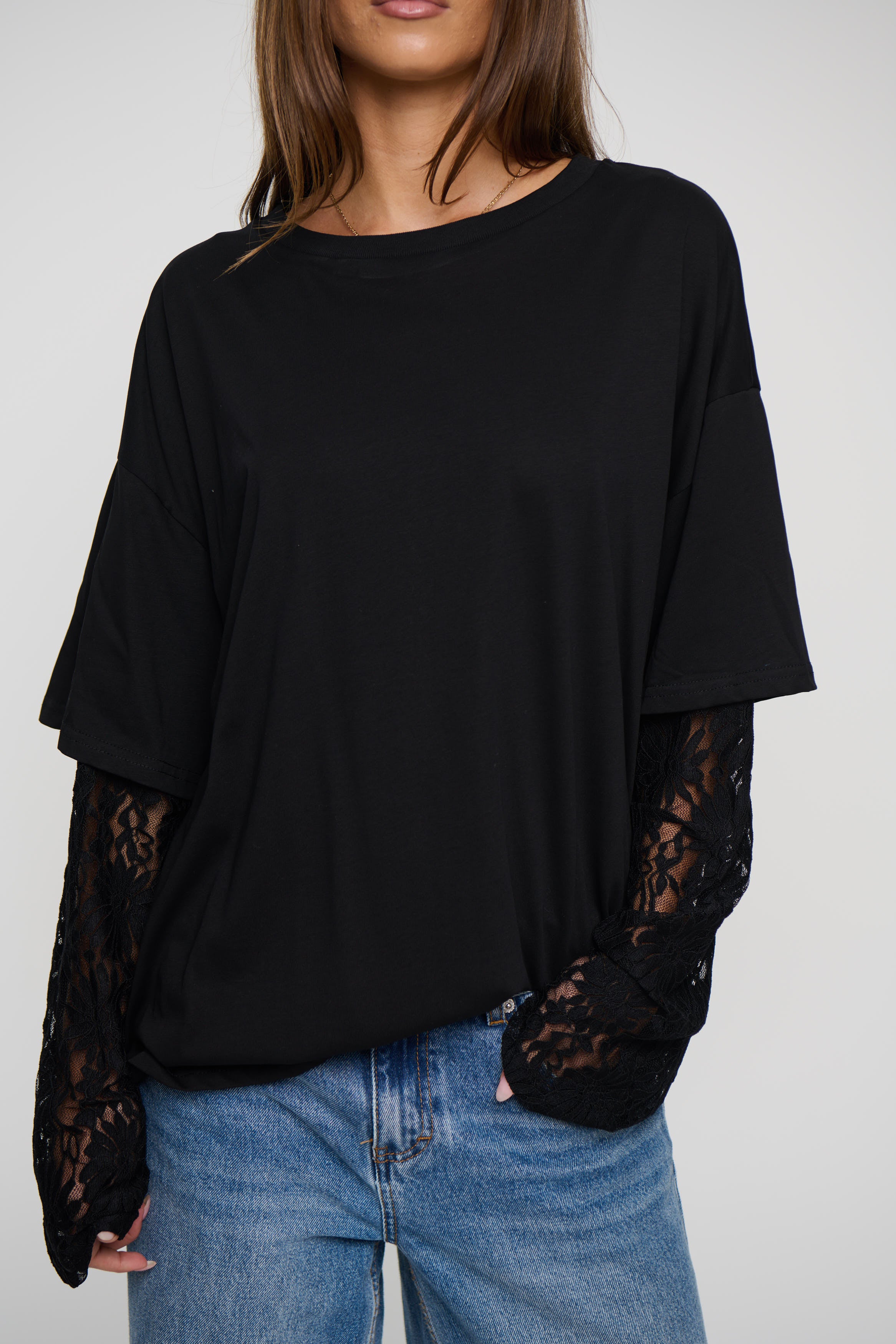 Rommy Lace Tee Black
