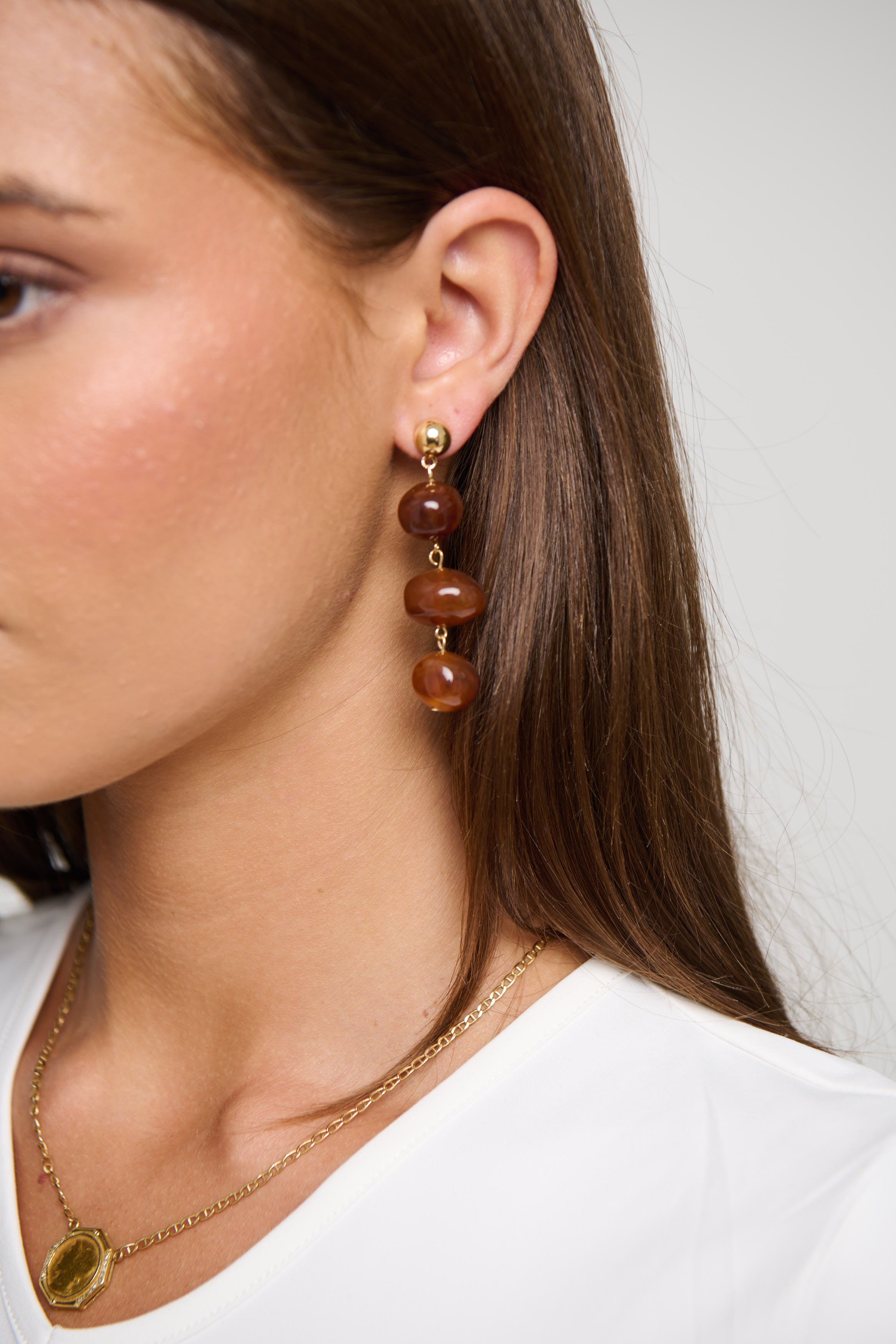 Resin Drop Earring Brown