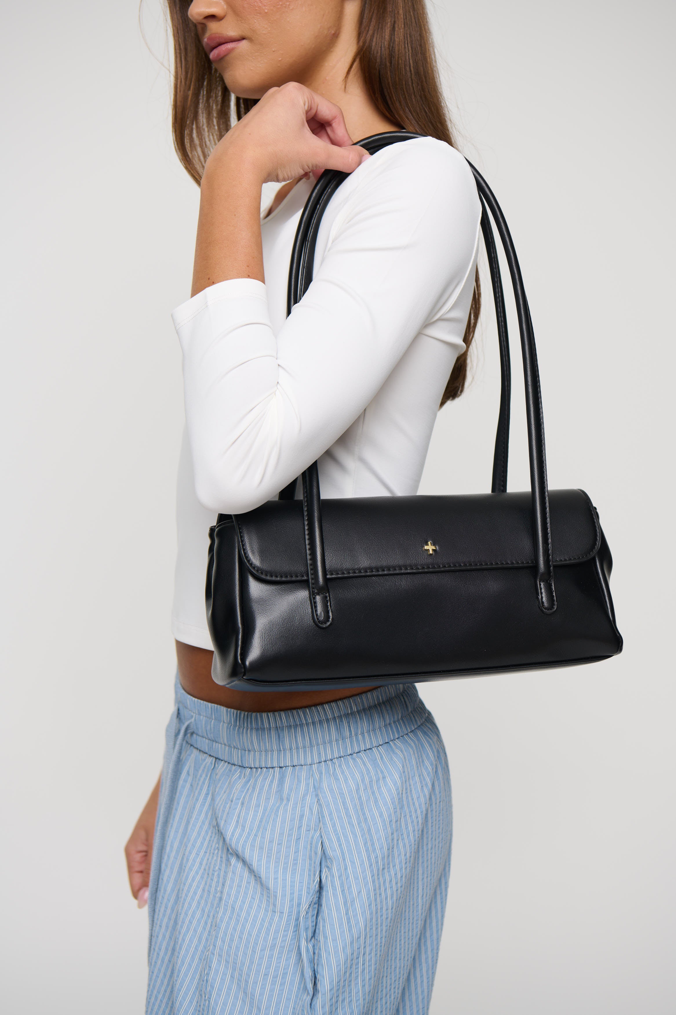 Celine Double Handle Mini Tote Black PU/Gold