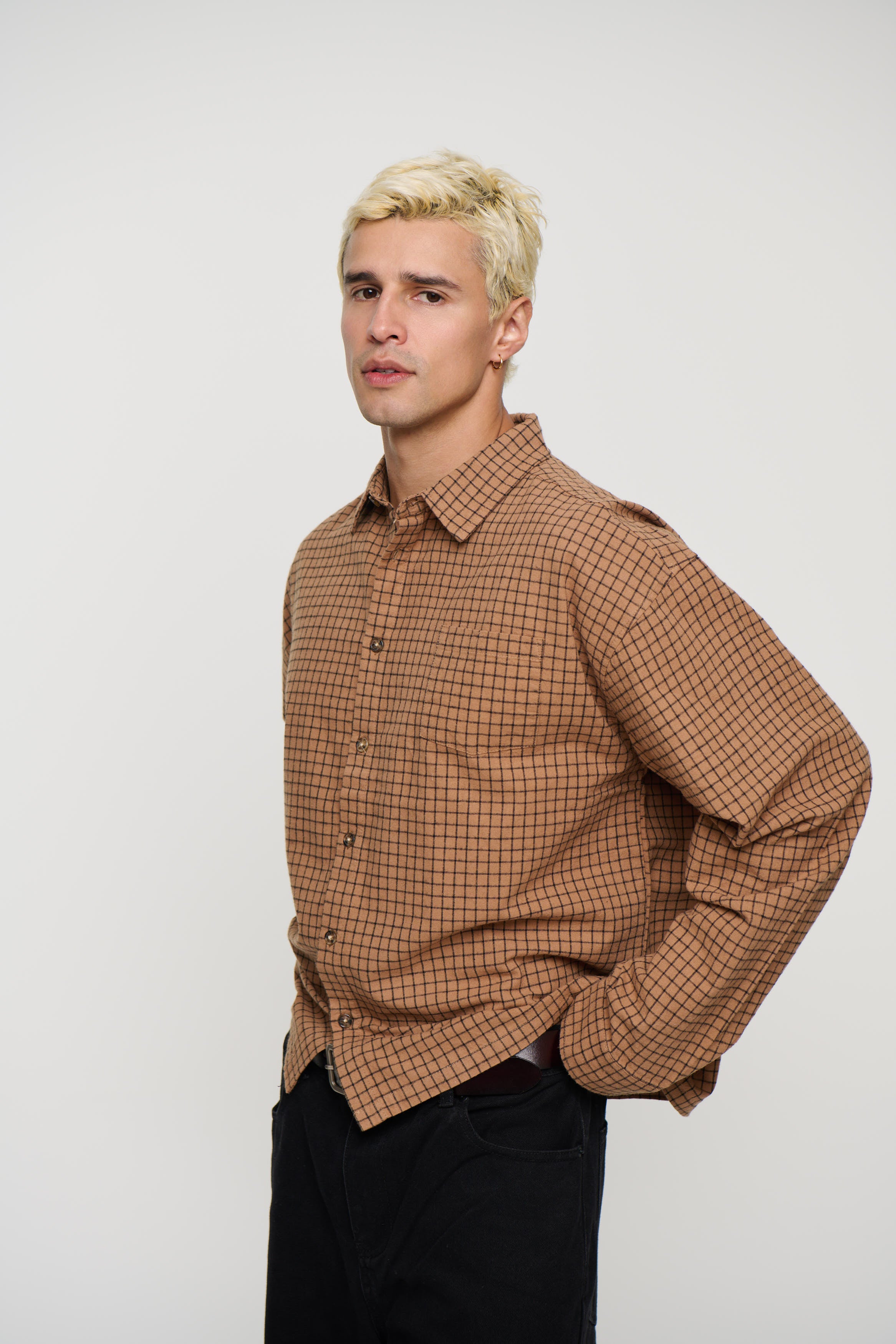 NTH Long Sleeve Check Shirt Choc