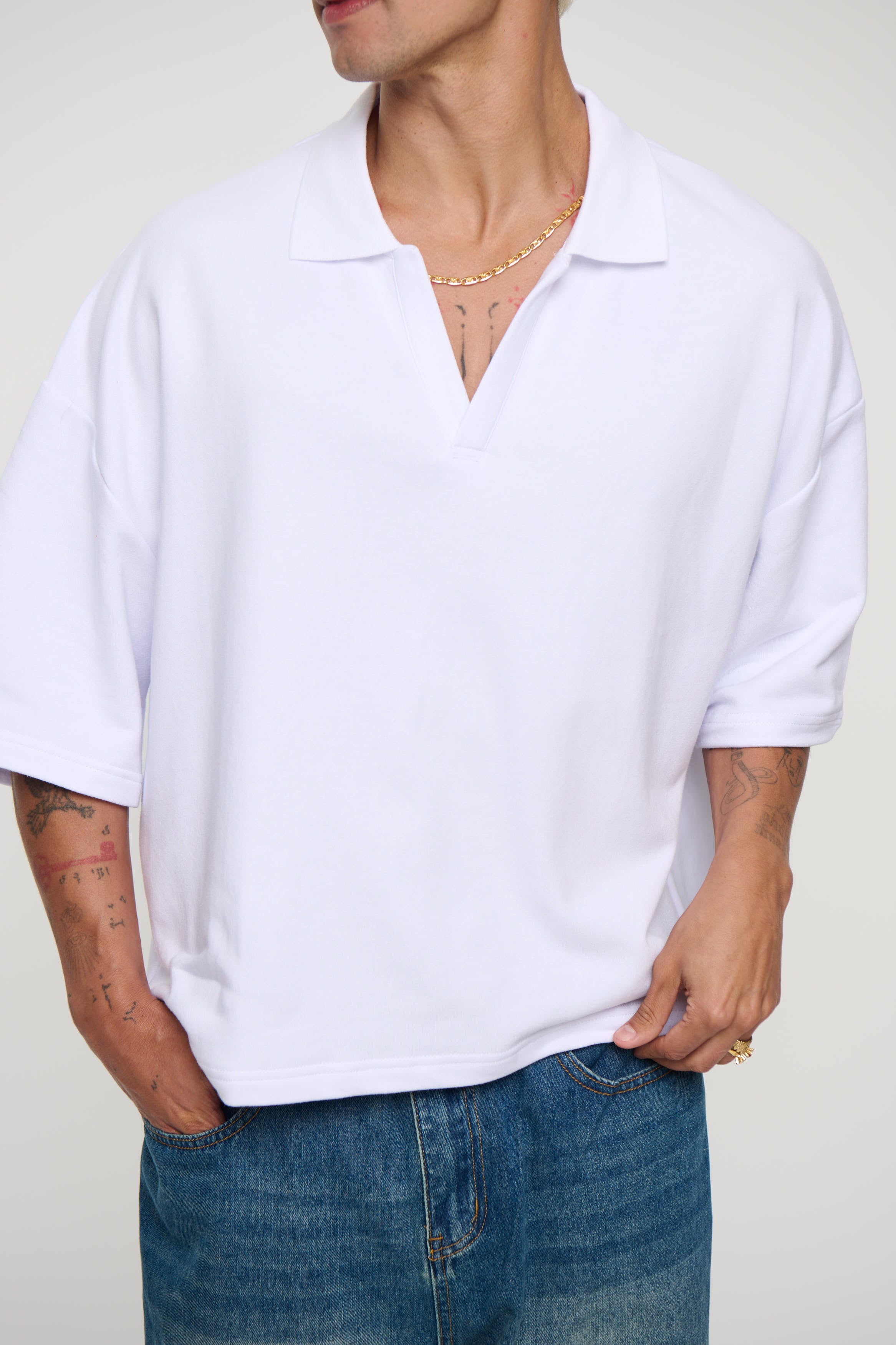 Jersey Crop Polo White