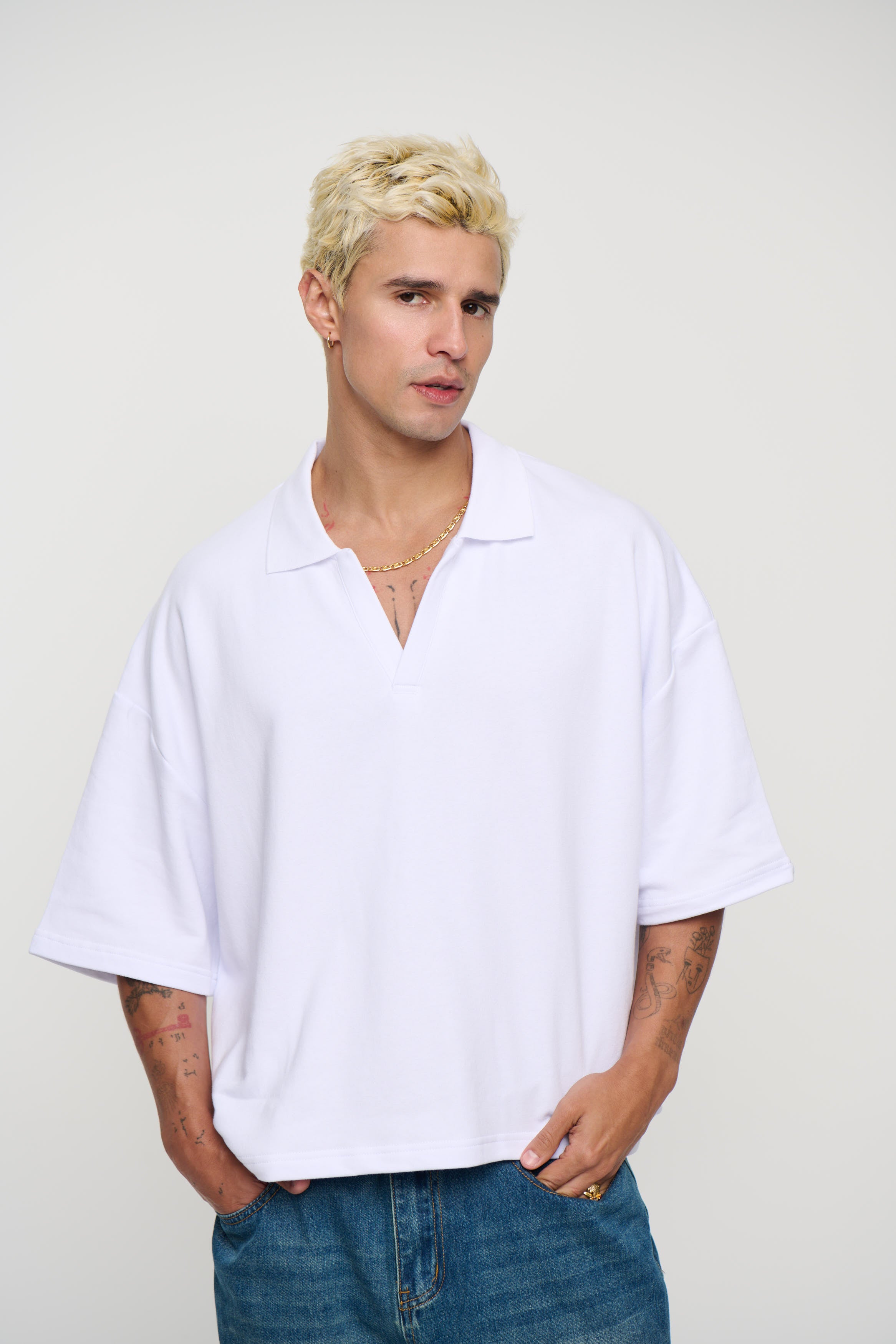 Jersey Crop Polo White