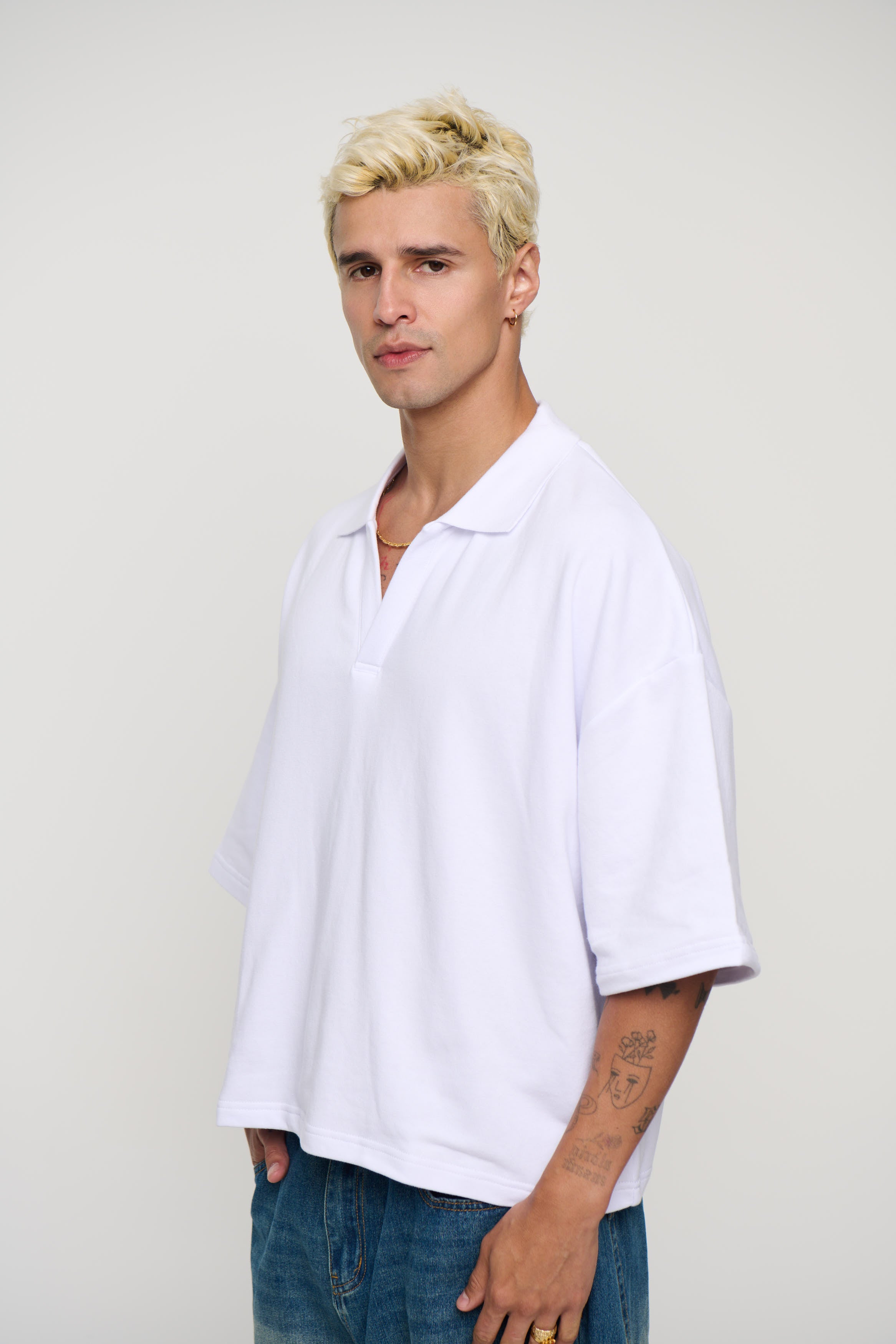 Jersey Crop Polo White
