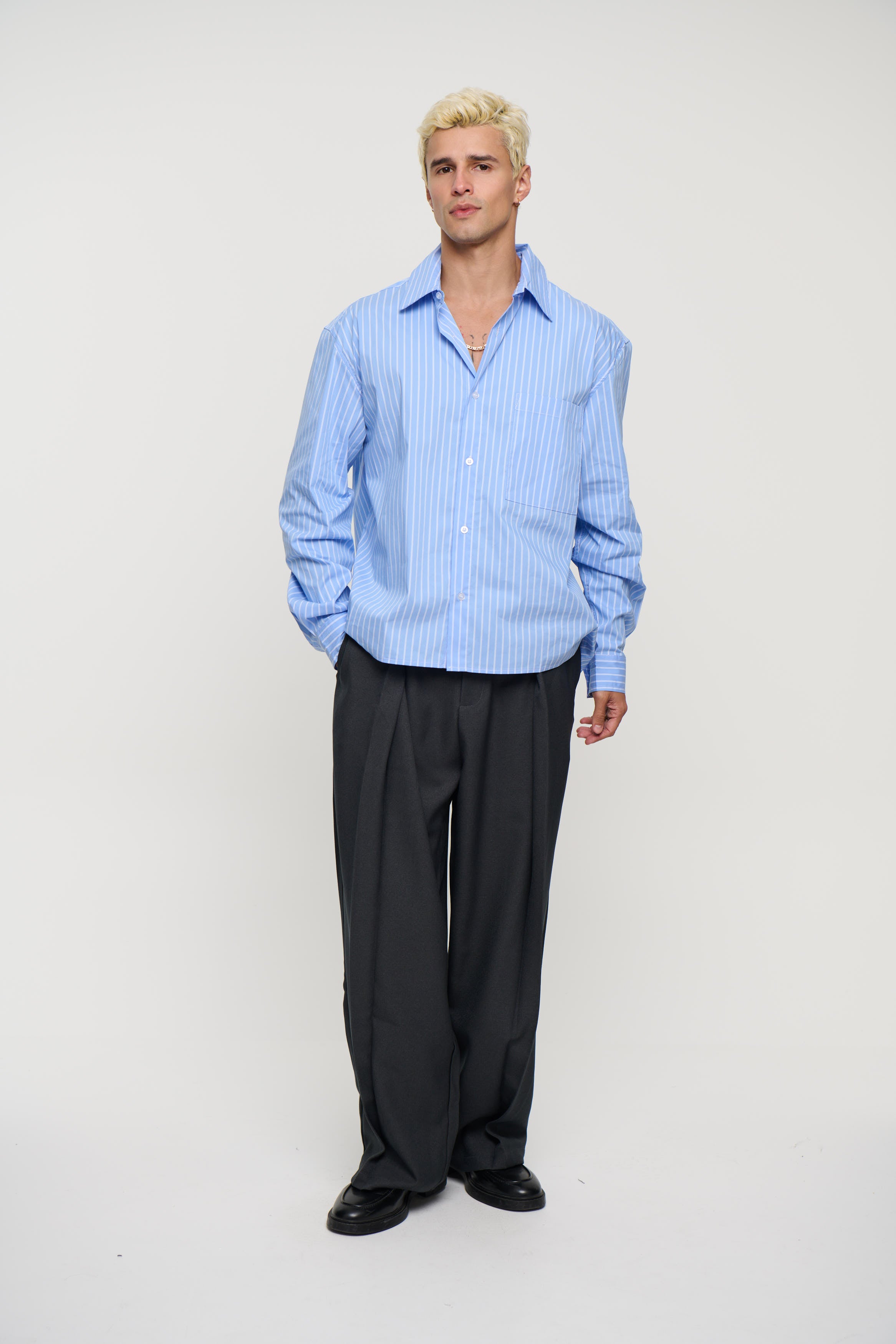 Mitch Stripe Shirt Blue