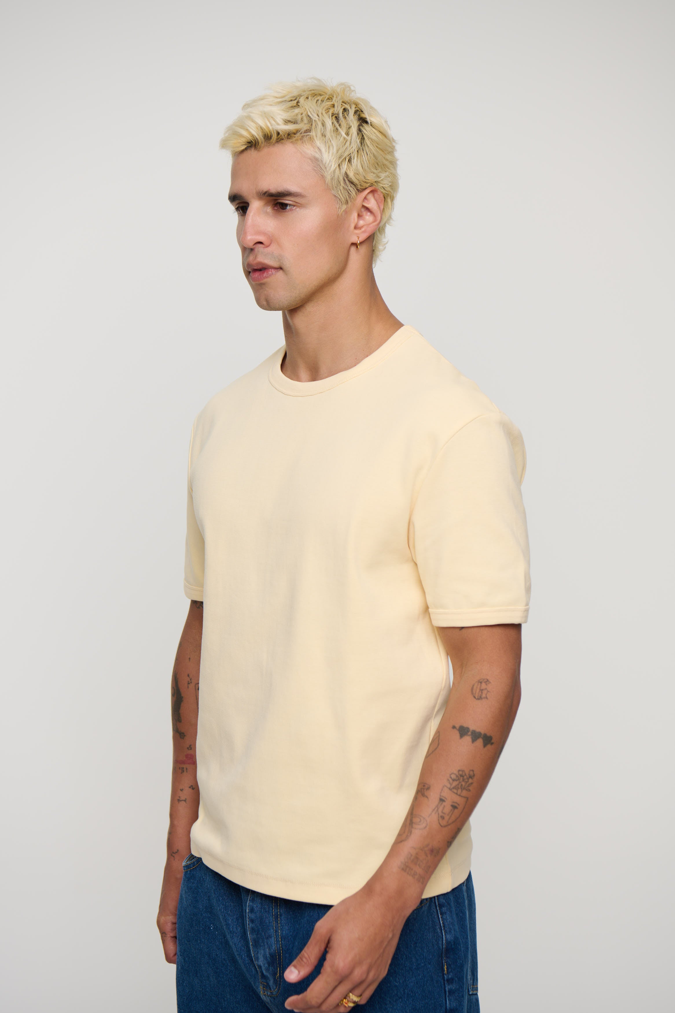 Charlie Ringer Tee Plain Cream