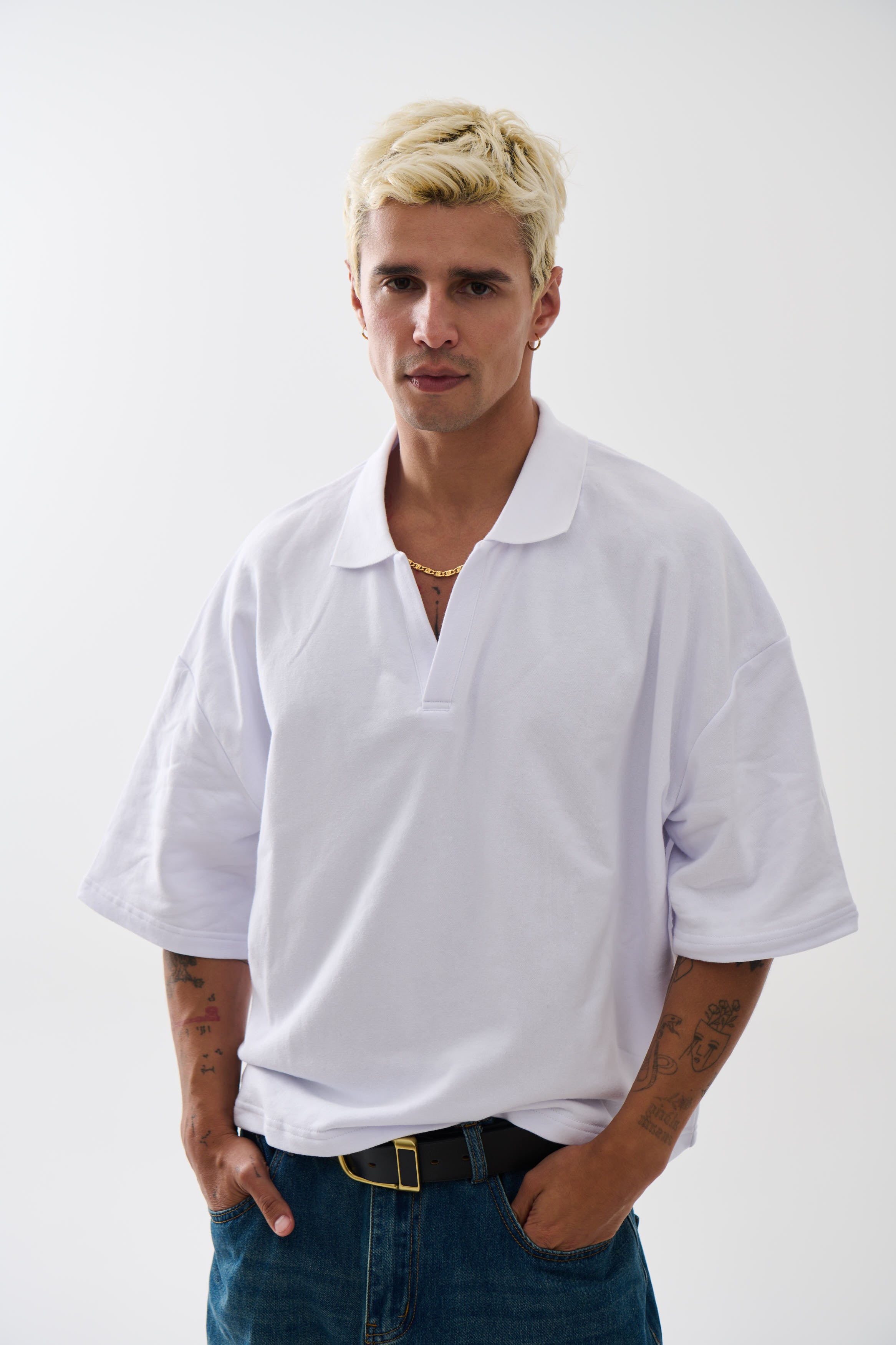 Jersey Crop Polo White