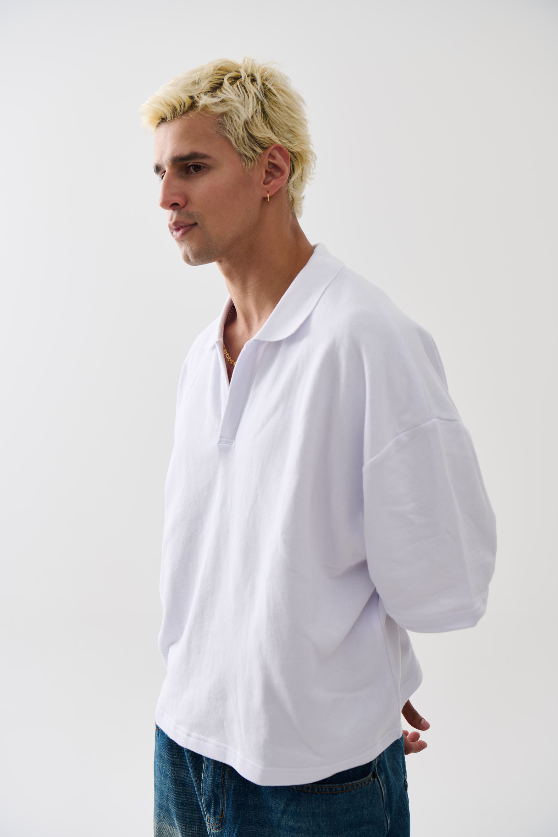 Jersey Crop Polo White