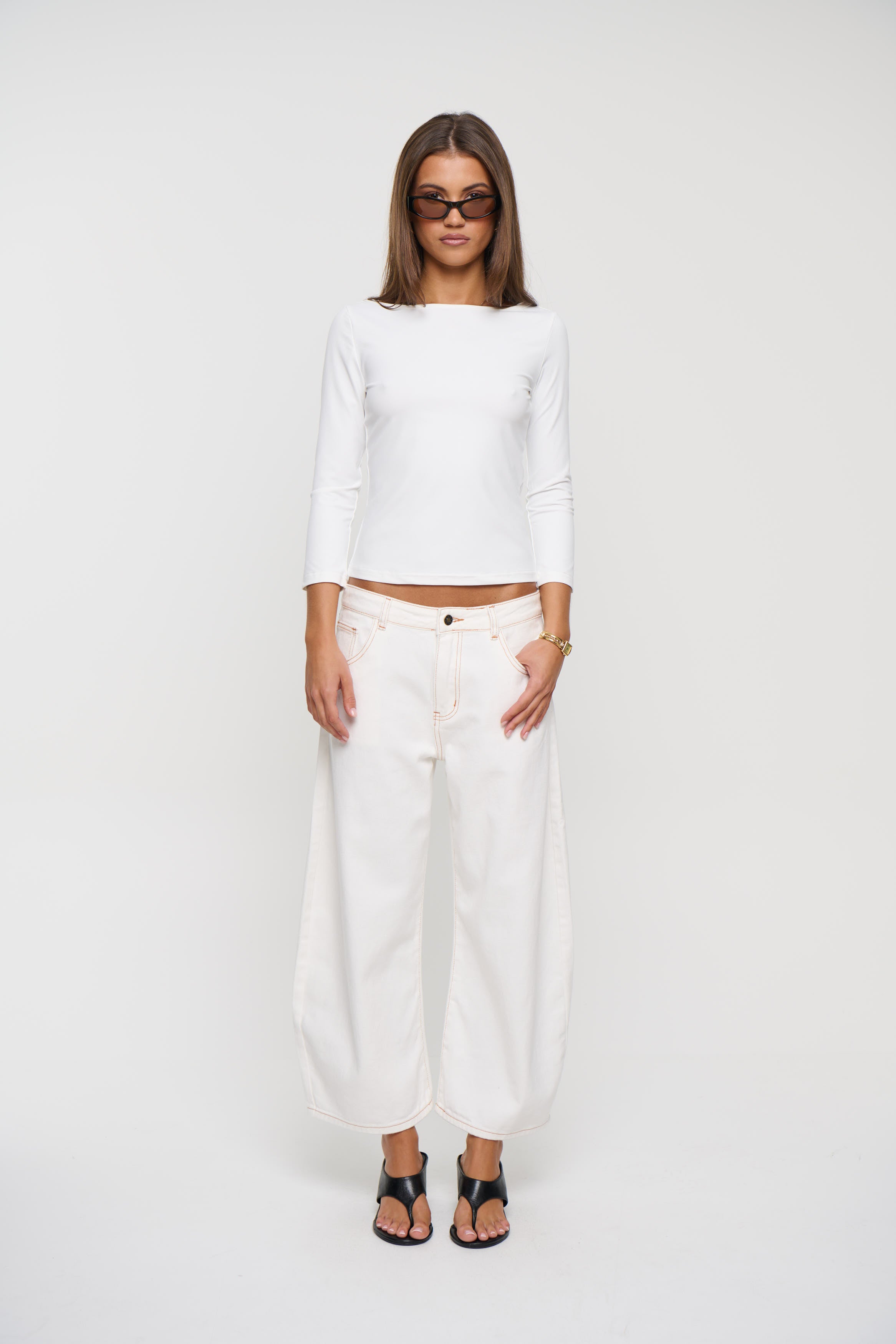 Horseshoe Cropped Jean Porcelain