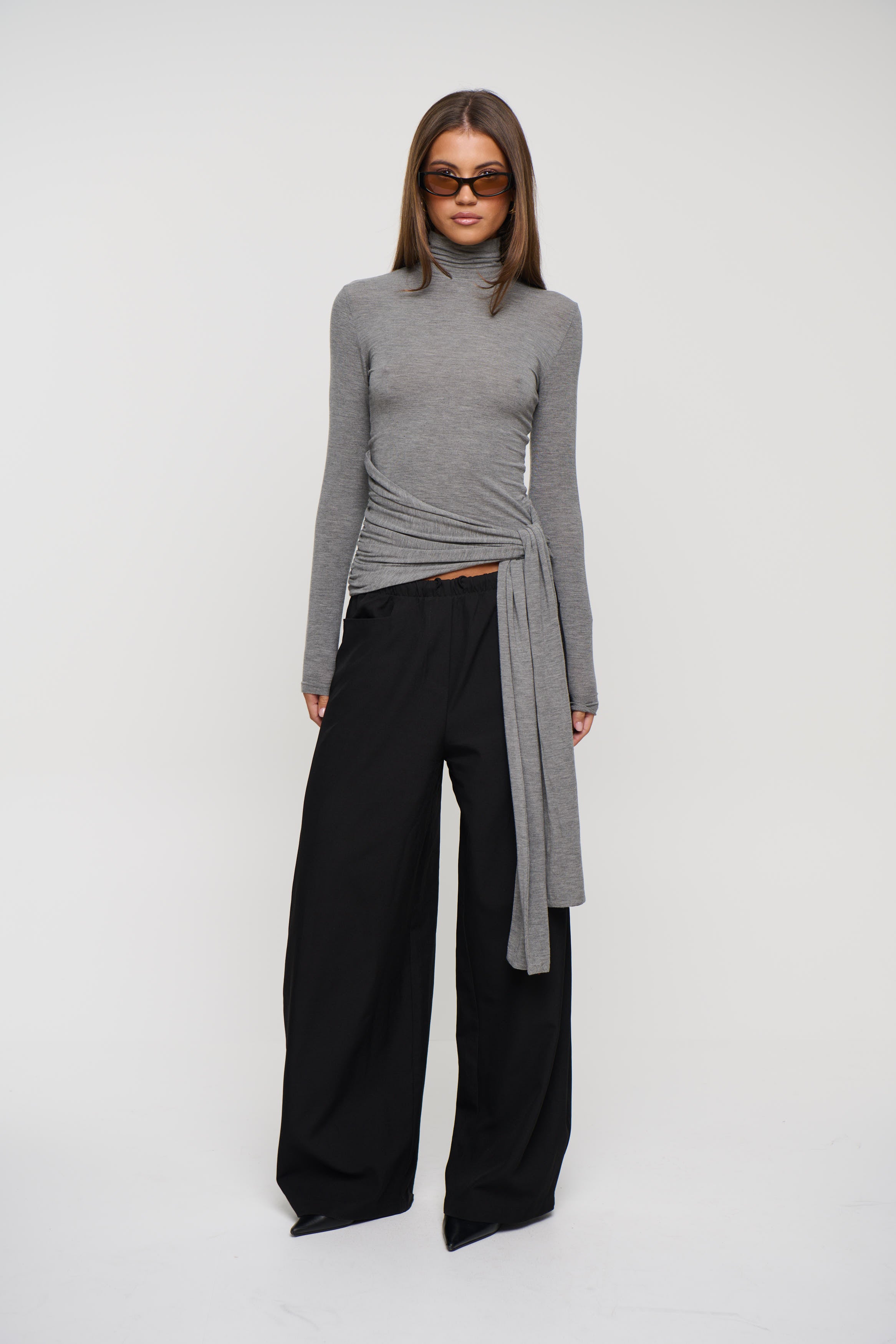 Isley Top Light Grey Marle