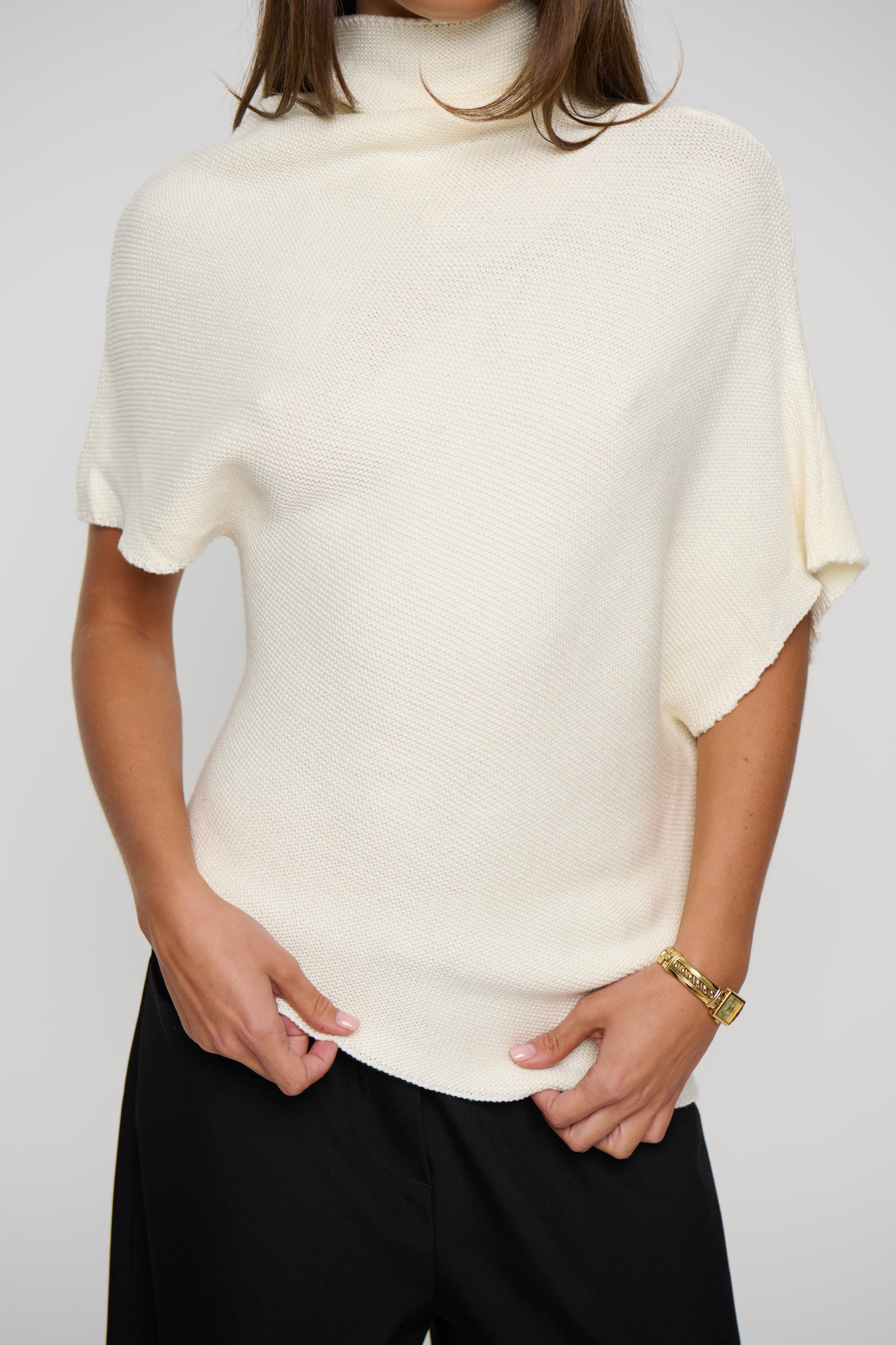 Claire High Neck Top White