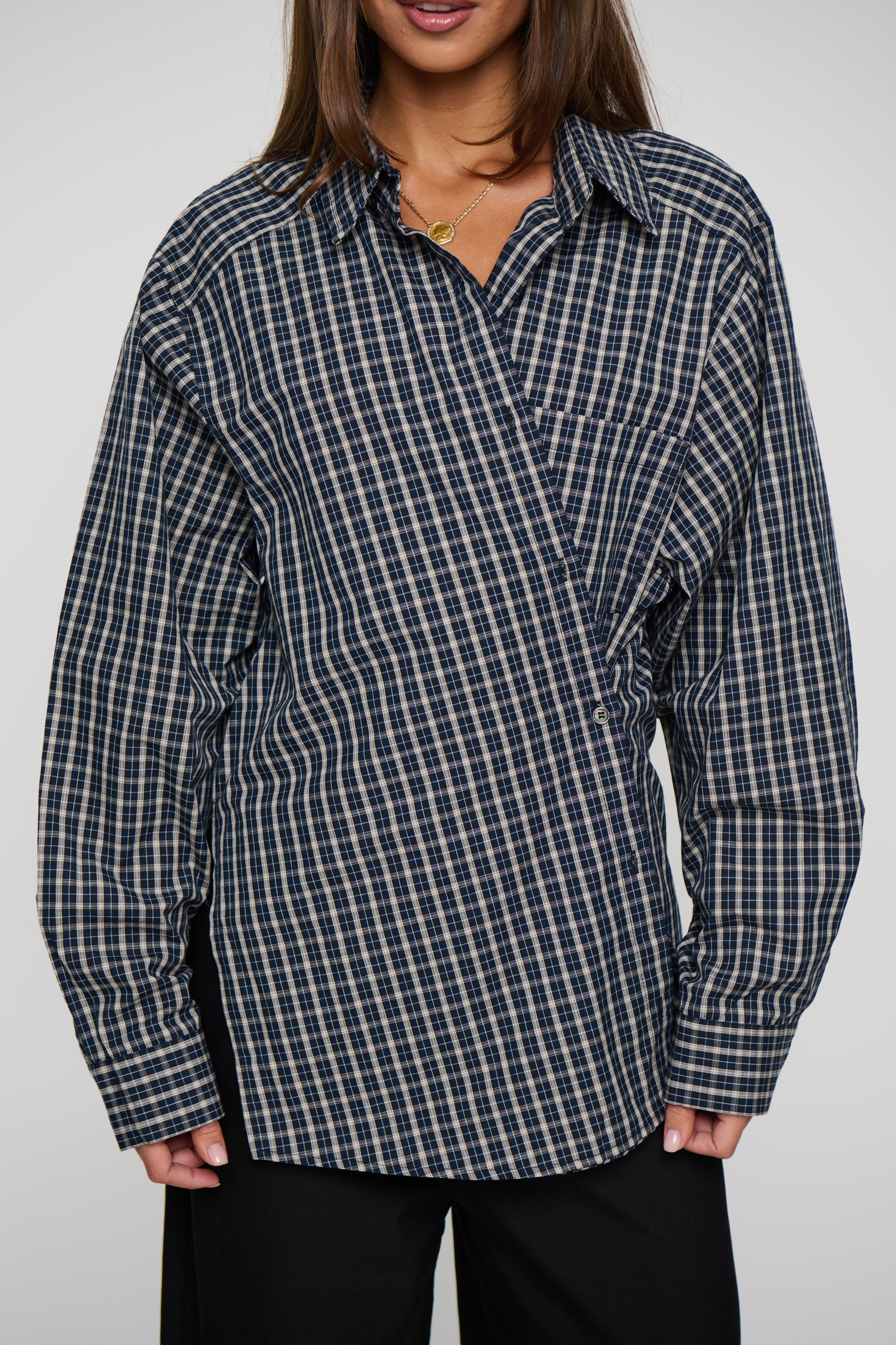 Notting Hill Shirt Navy Lemon Plaid