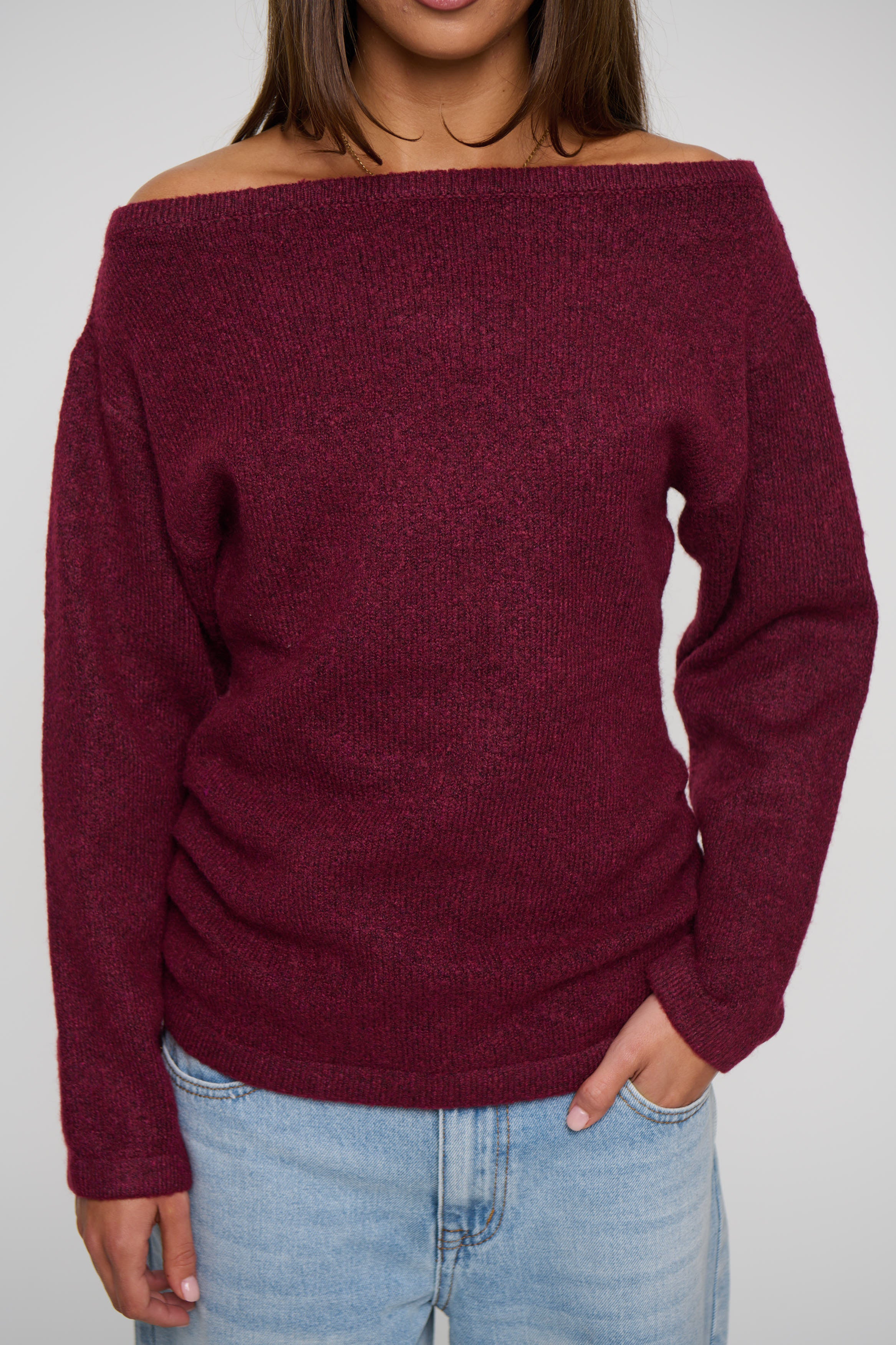 Harlow Off The Shoulder Knit Wine