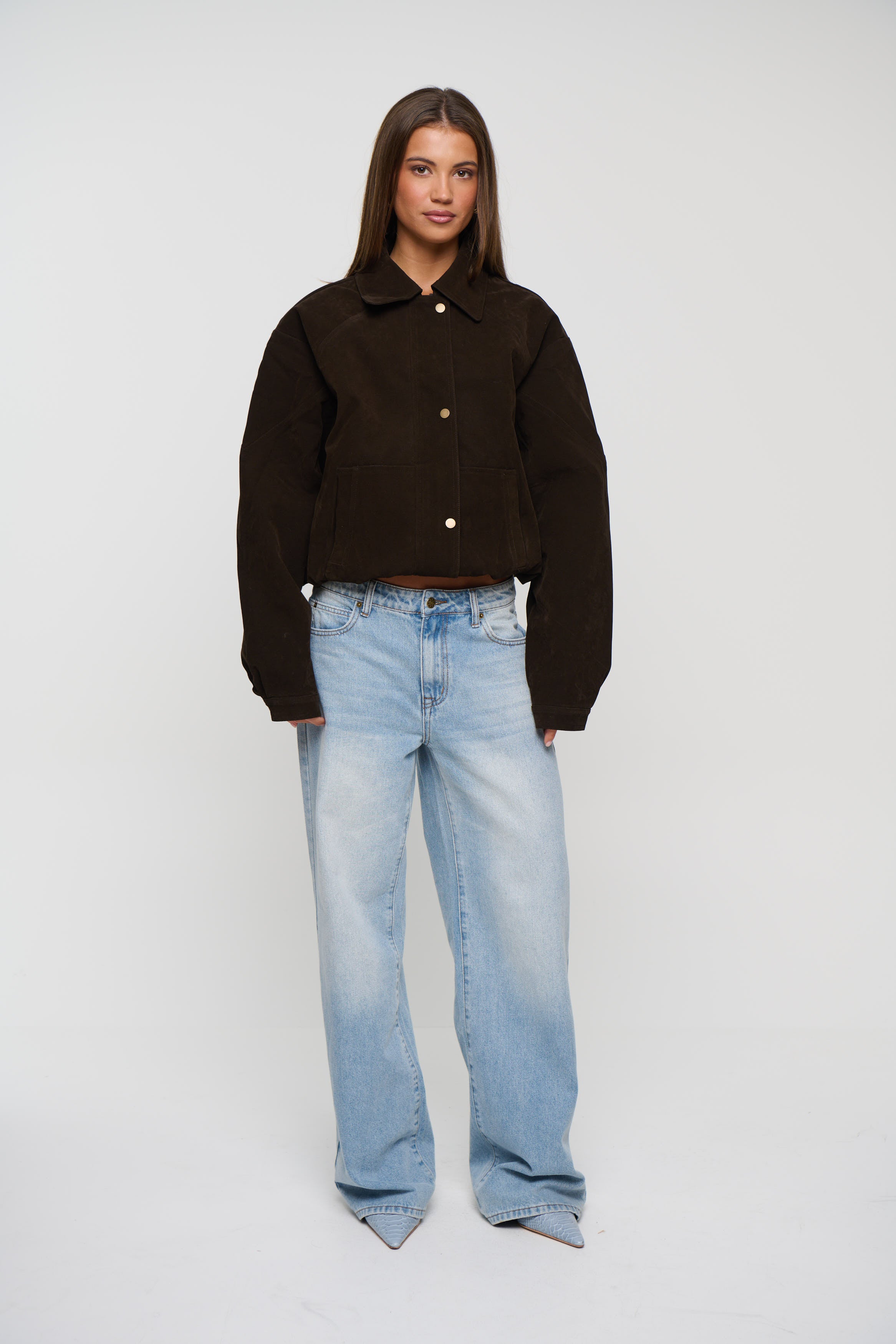 Jorja Suede Bomber Jacket Bark