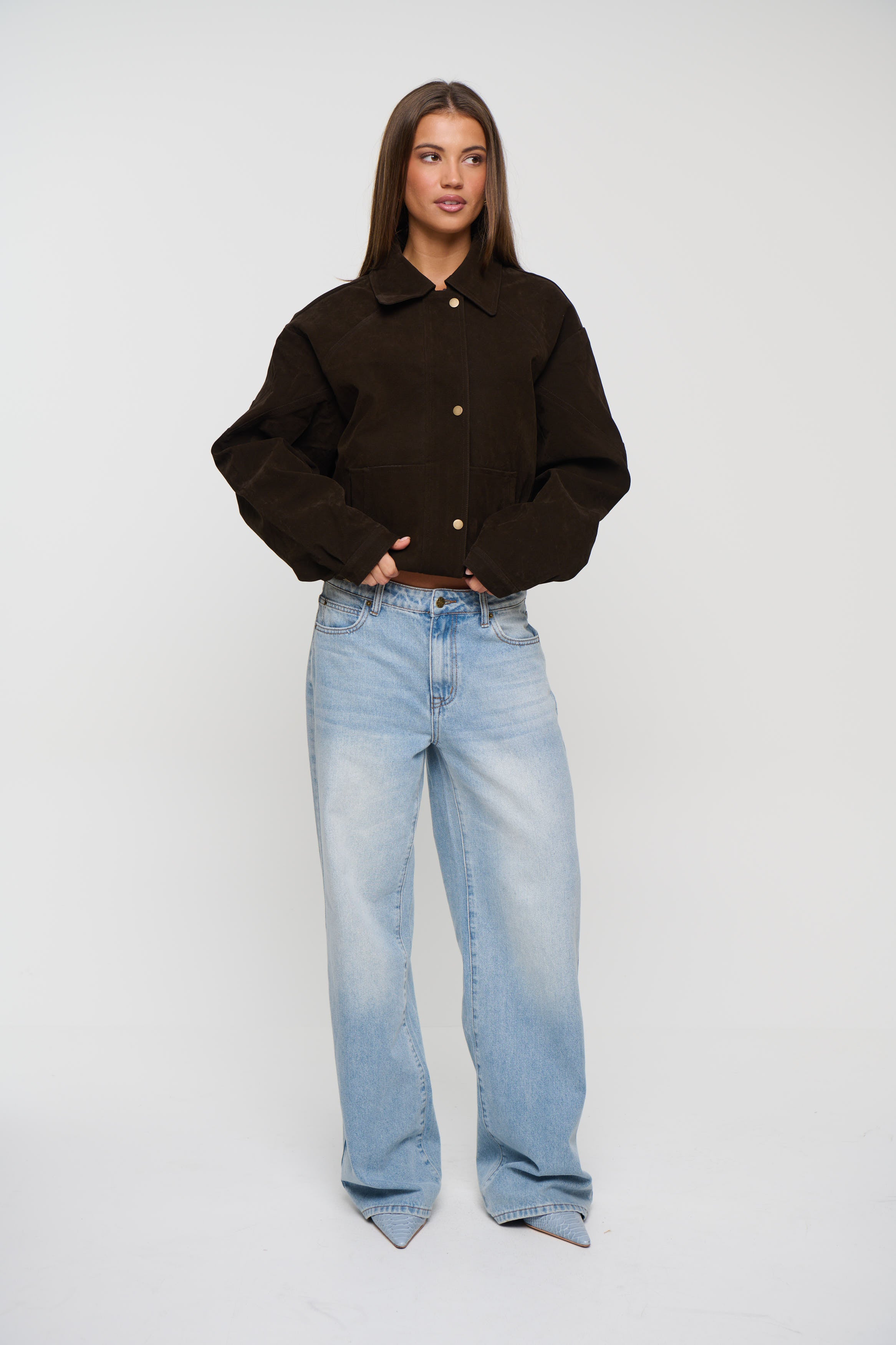 Jorja Suede Bomber Jacket Bark