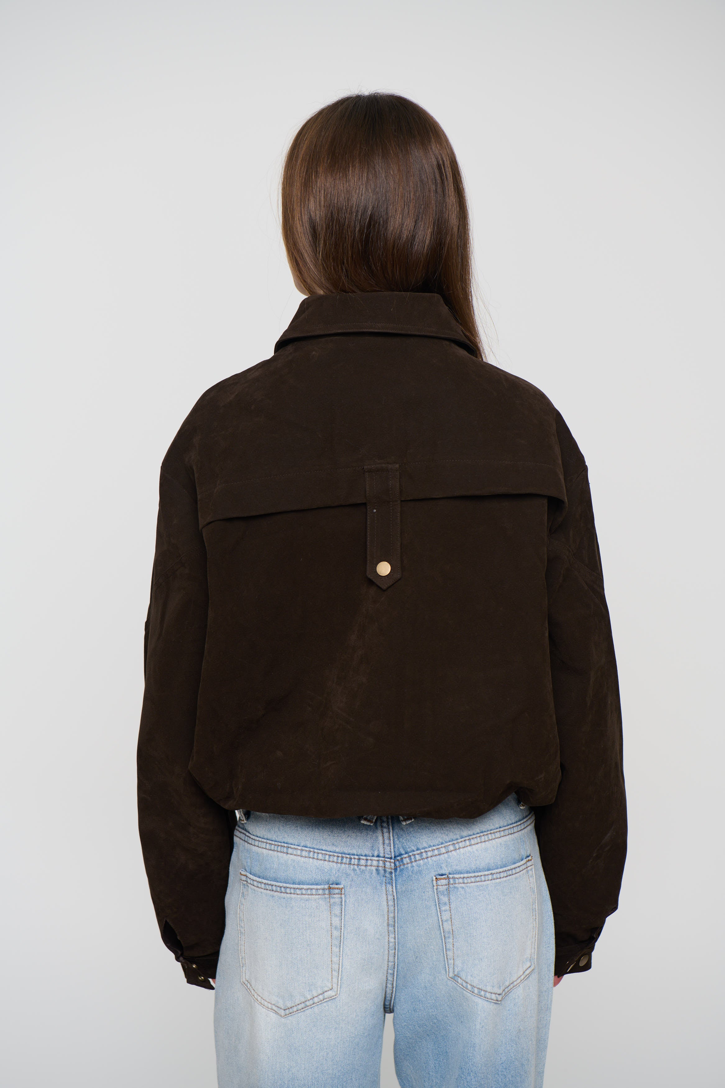 Jorja Suede Bomber Jacket Bark