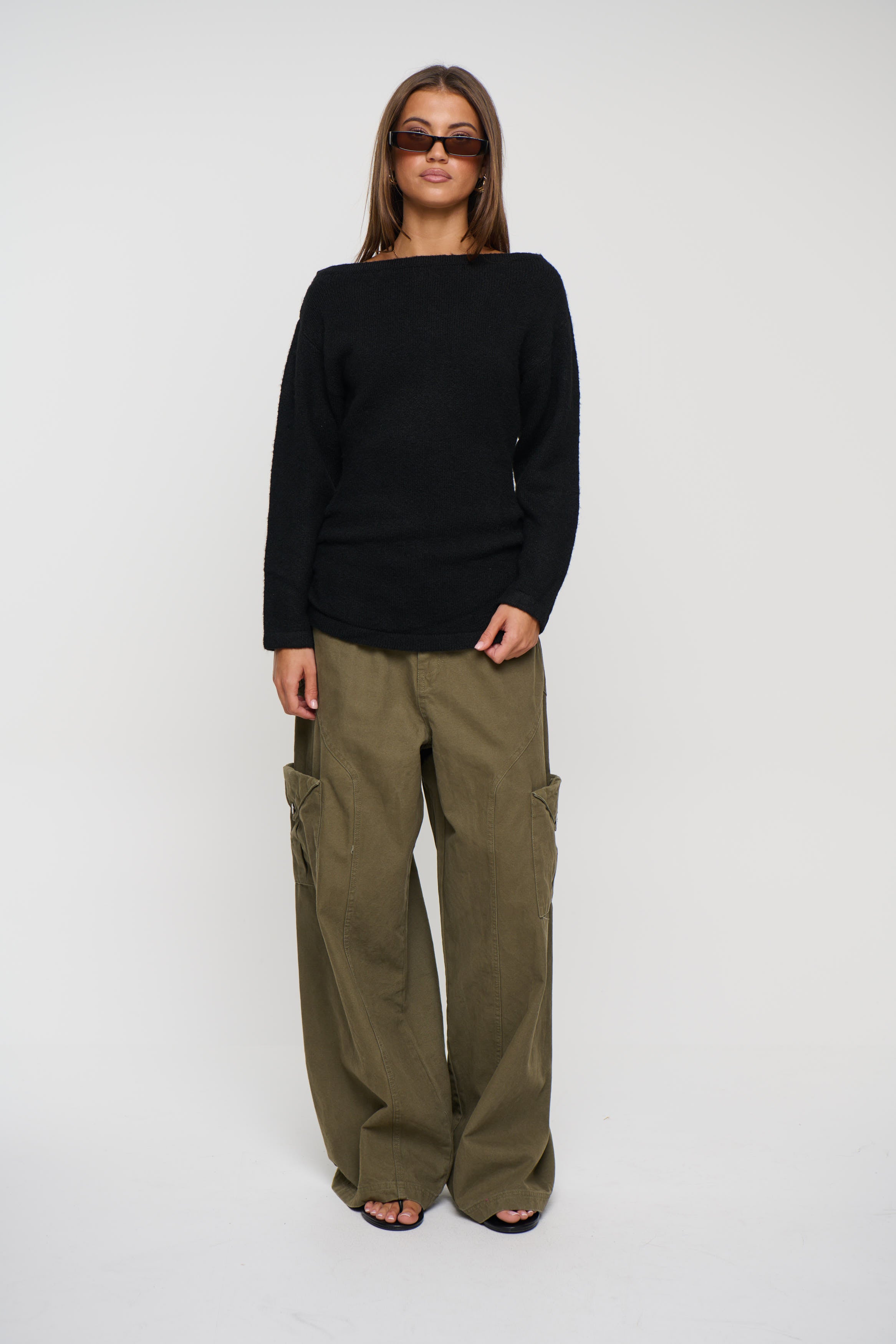 Harlow Off The Shoulder Knit Black