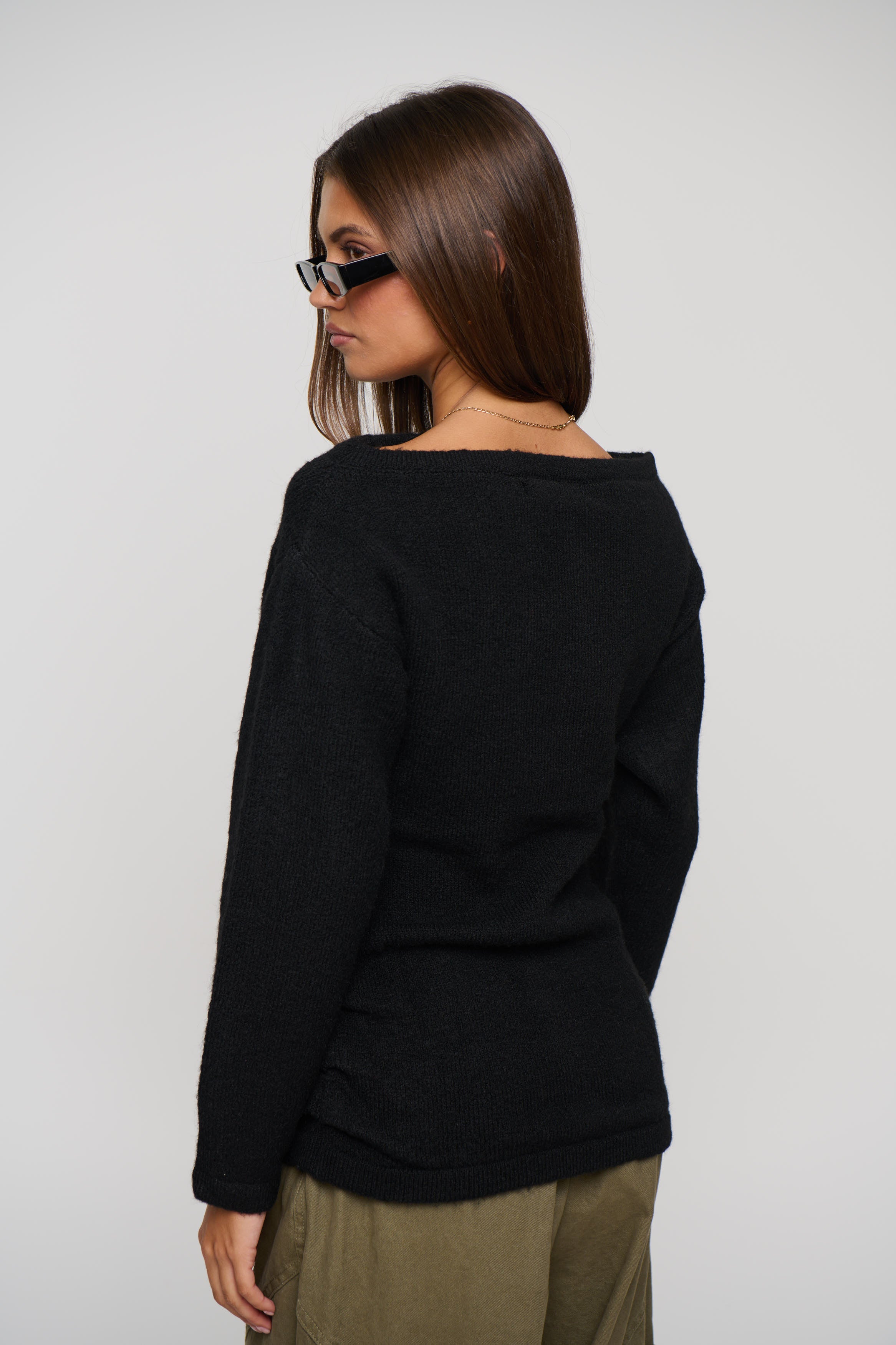 Harlow Off The Shoulder Knit Black