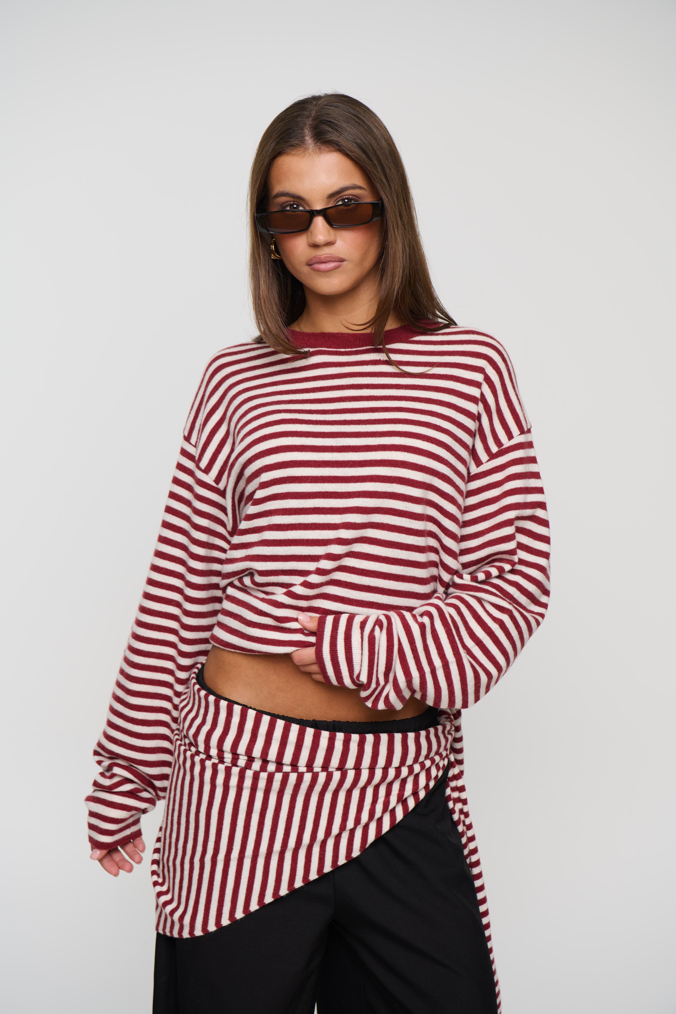 Olsen Knit Wine Stripe
