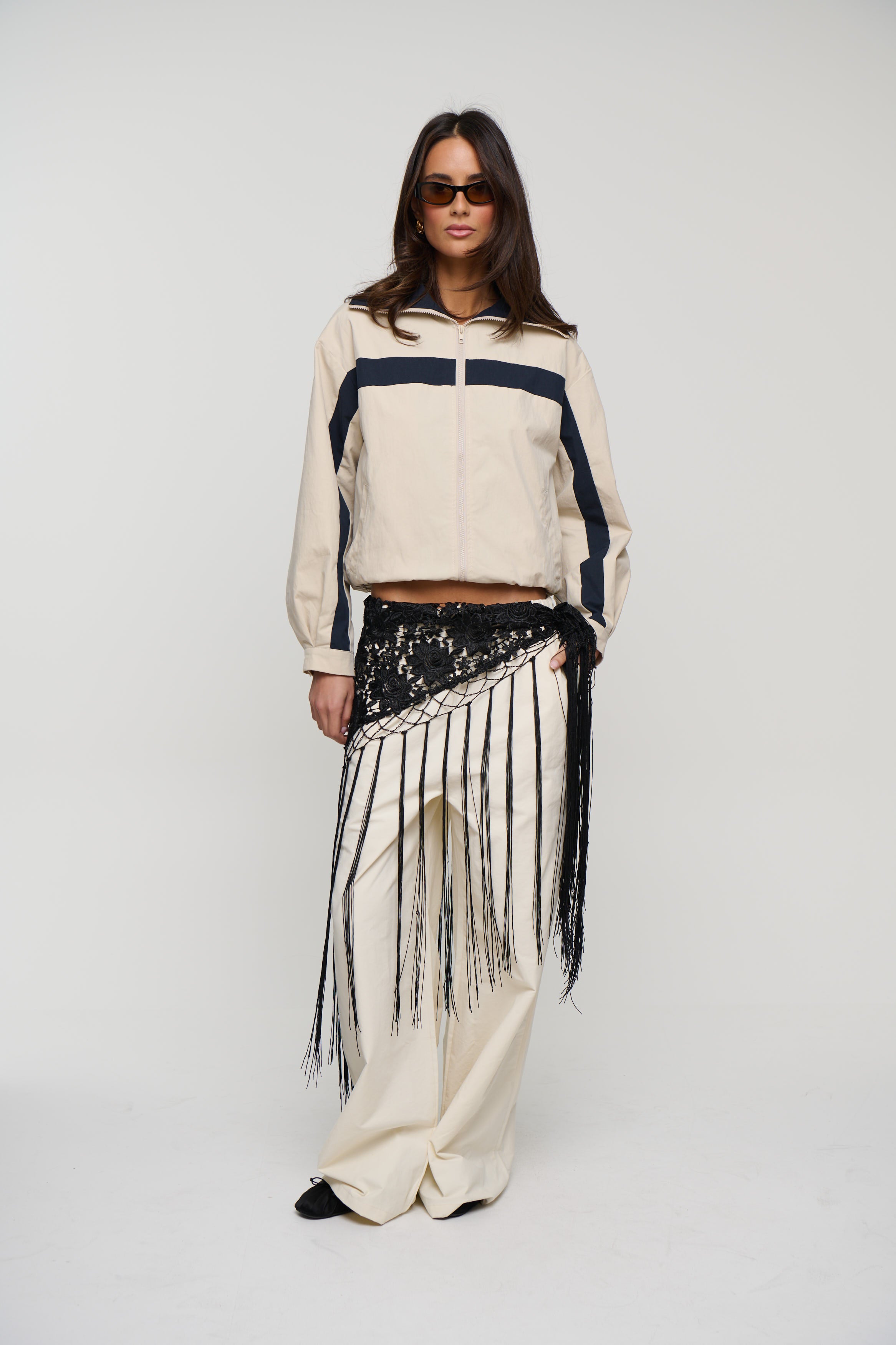 Andrea Fringe Scarf Belt Black