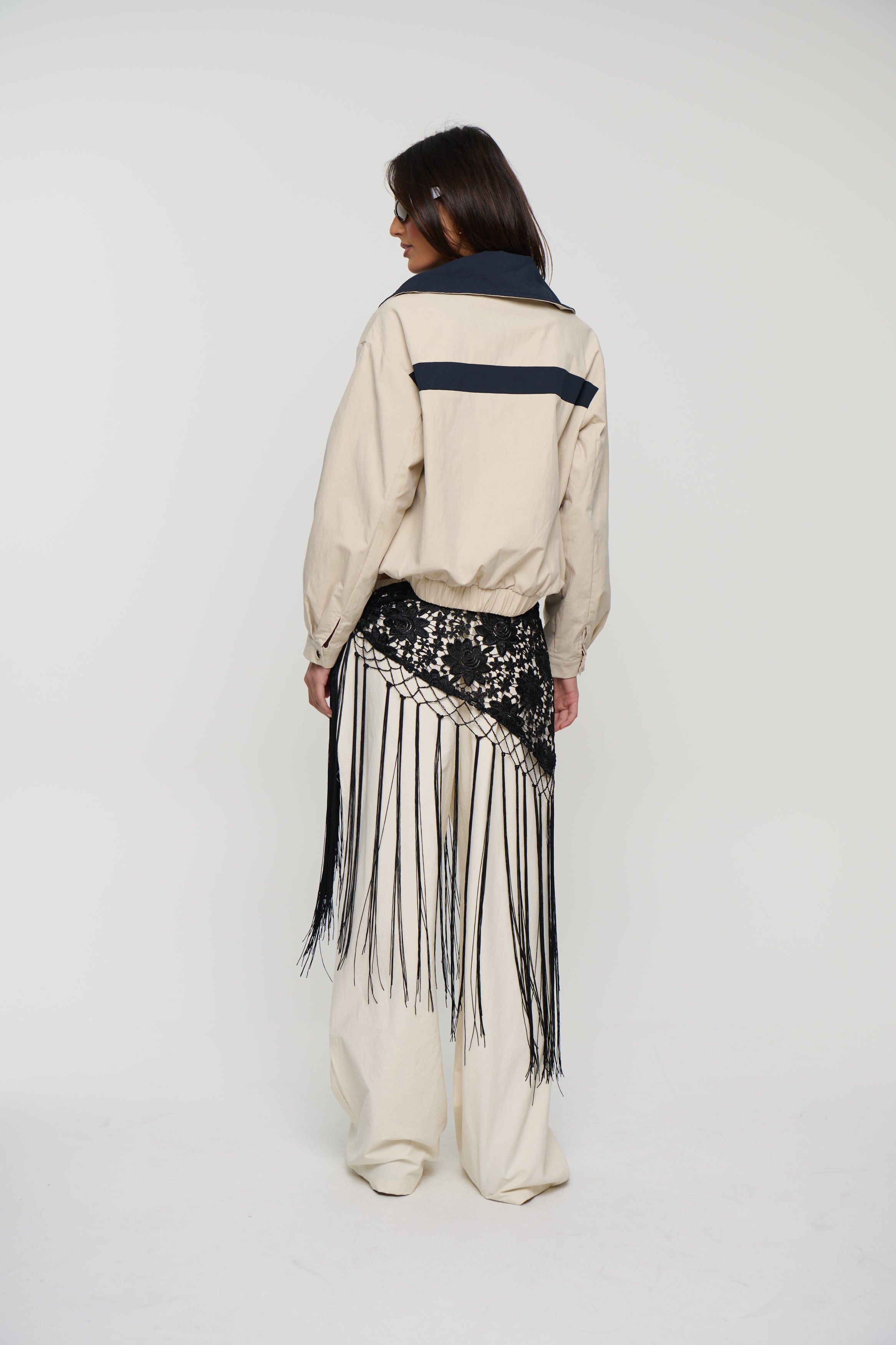 Andrea Fringe Scarf Belt Black
