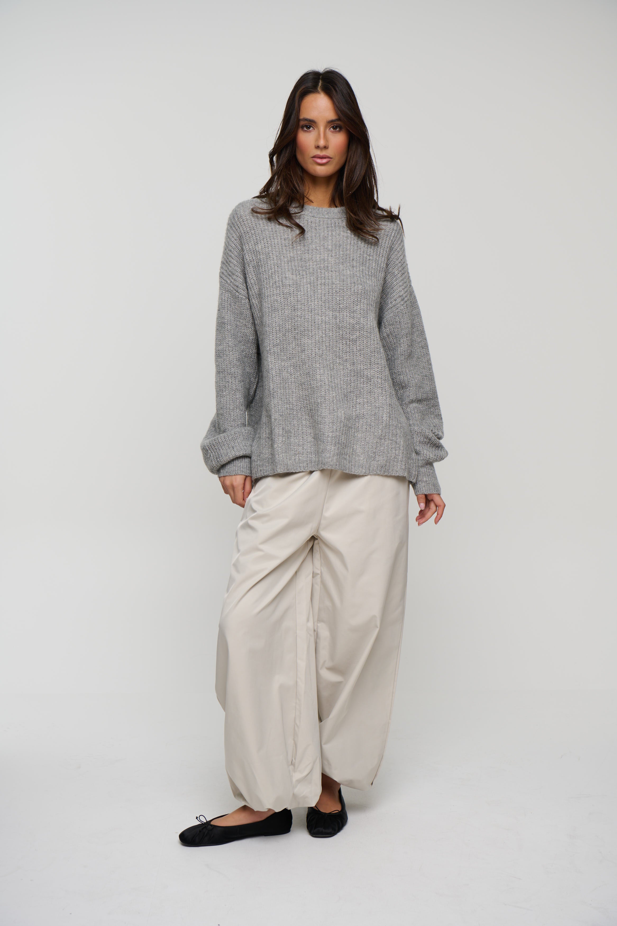Unisex Mohair Knit Grey Marle